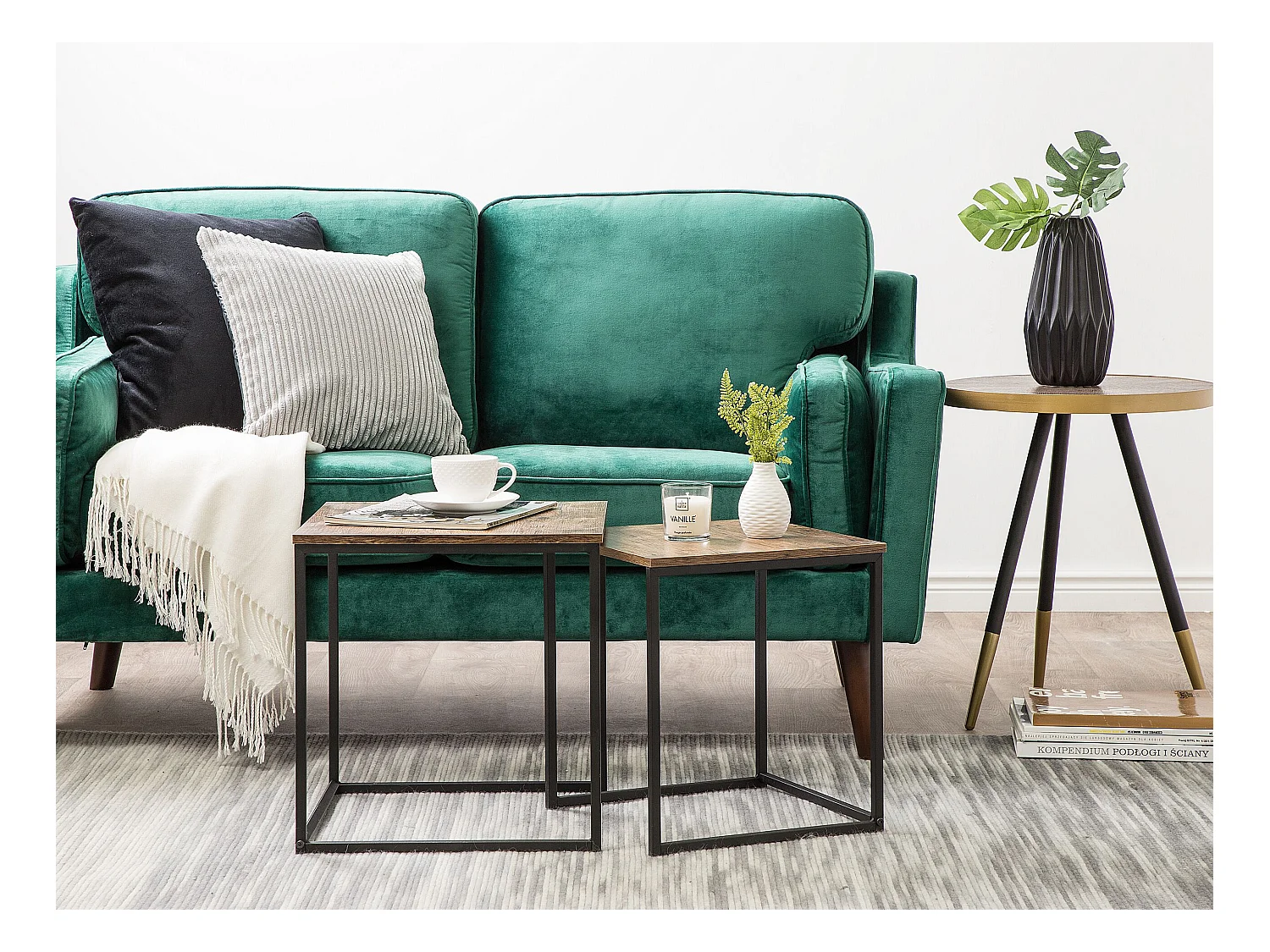 Zestaw 2 stolików pomocniczych DENNY Ciemnobrązowy