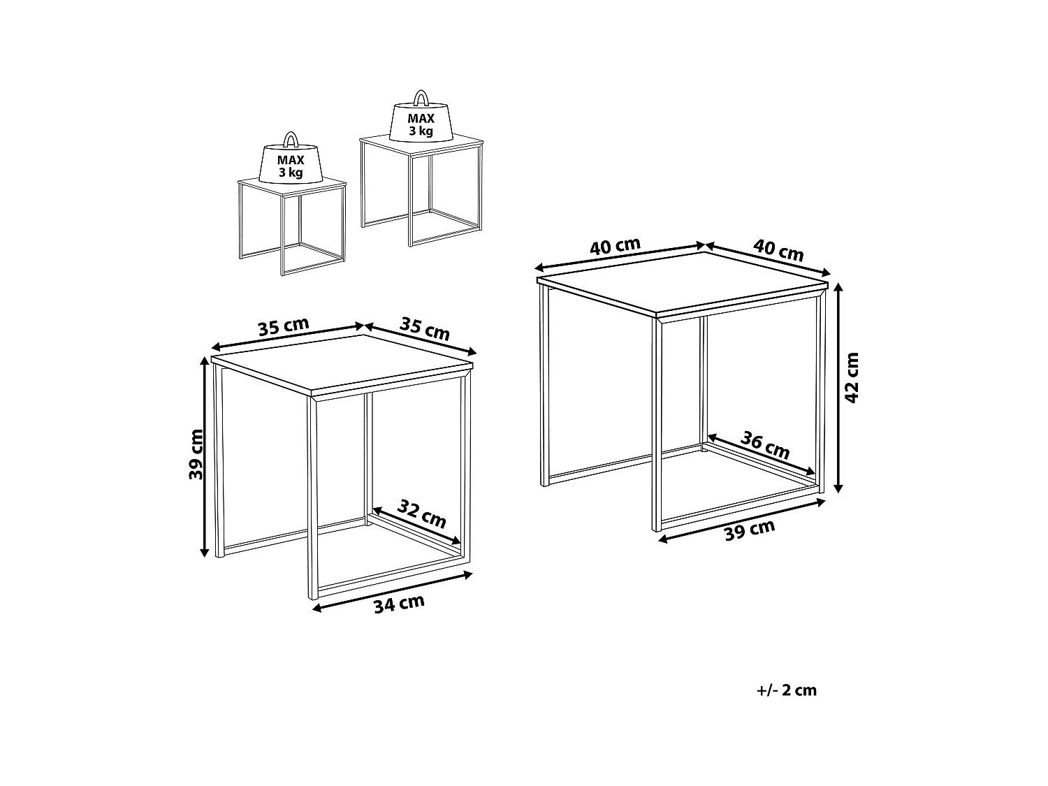Zestaw 2 stolików pomocniczych DENNY Ciemnobrązowy
