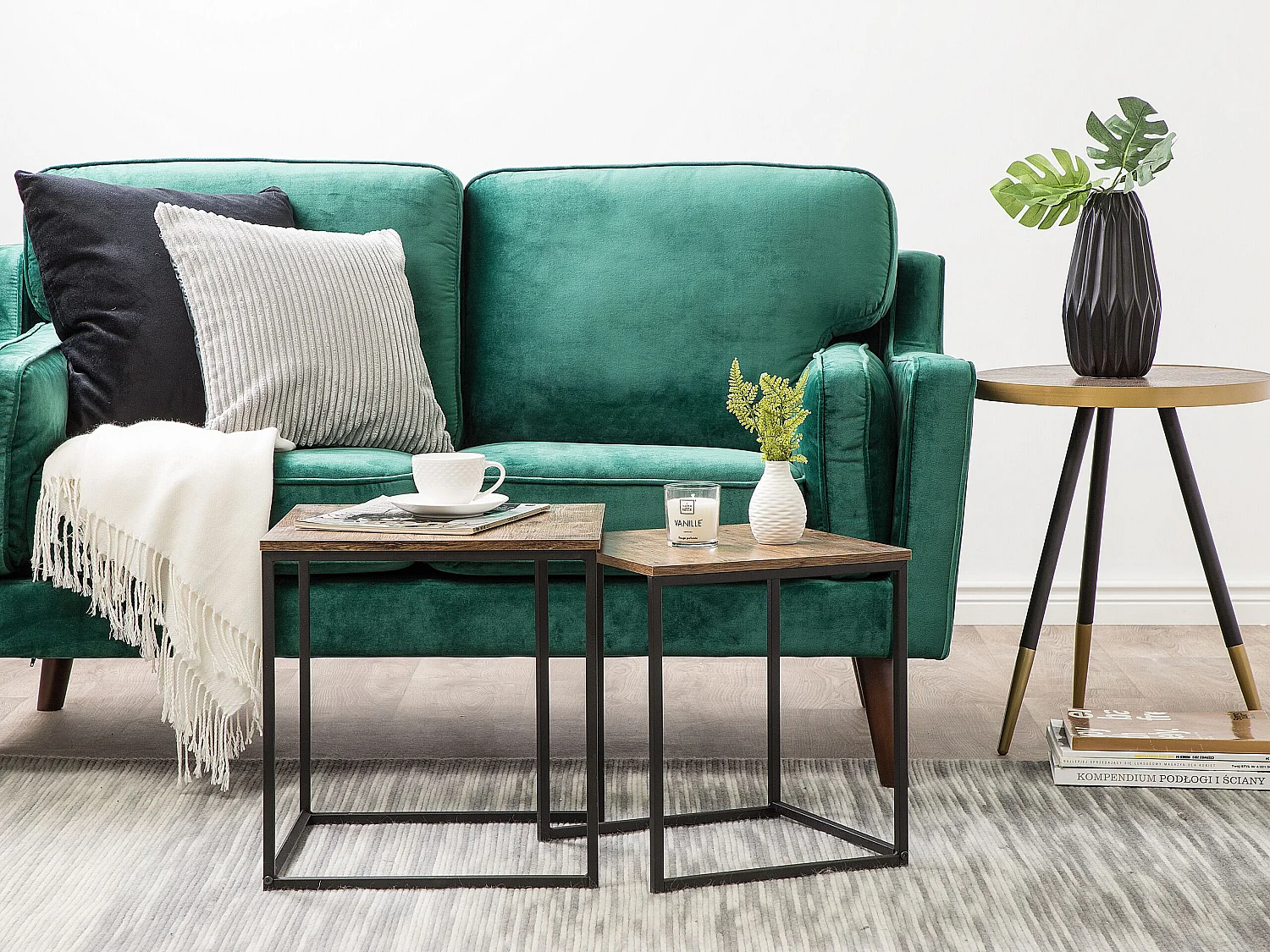 Lot de 2 tables d'appoint DENNY Marron foncé