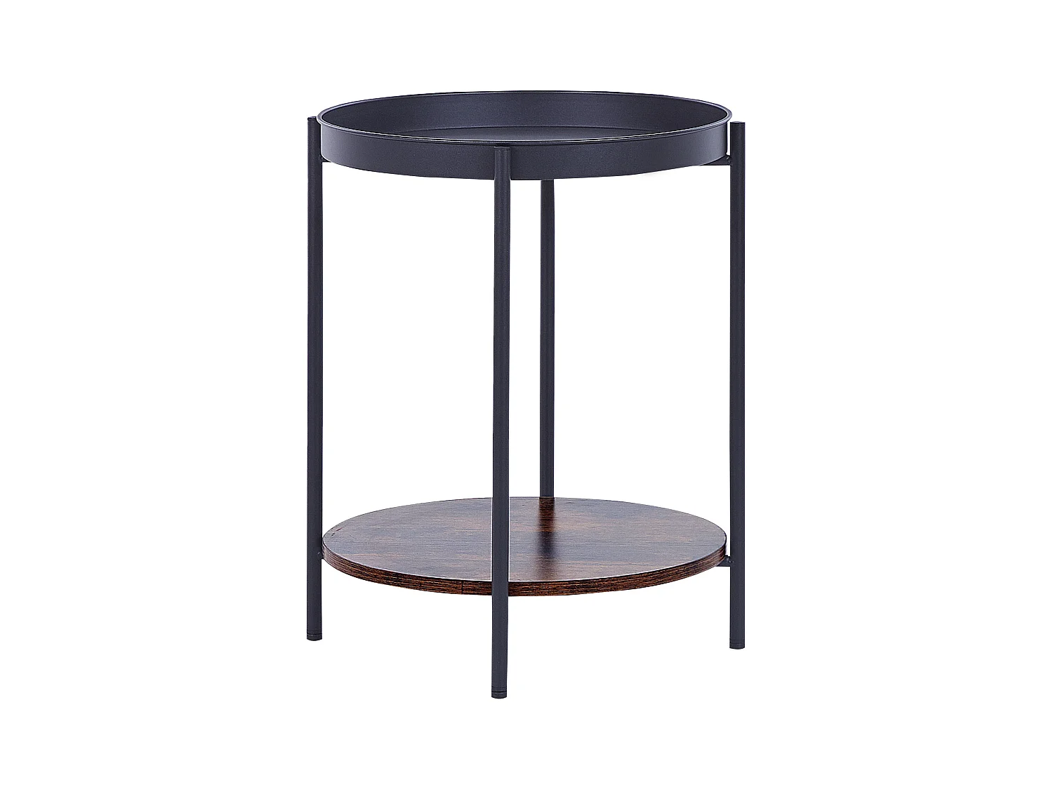 Bijzettafel zwart met donker hout BORDEN