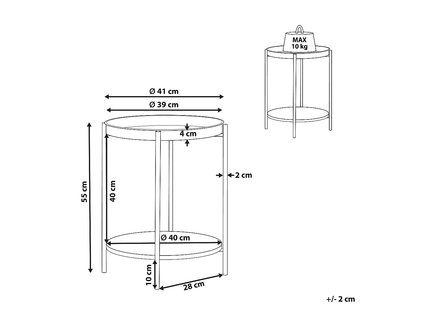 Bijzettafel zwart met donker hout BORDEN