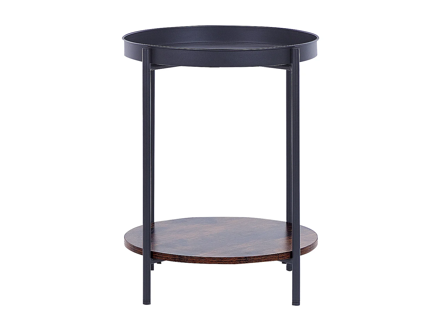 Bijzettafel zwart met donker hout BORDEN