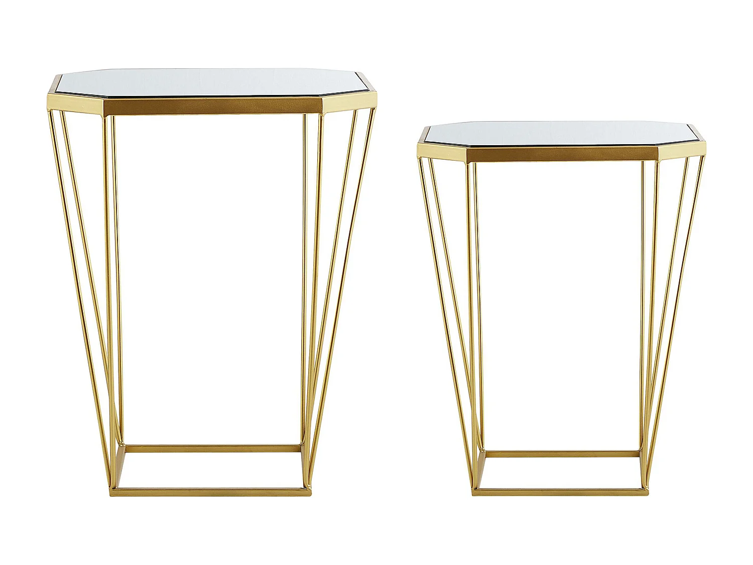 Lot de 2 tables d'appoint SIERRA Verre Doré