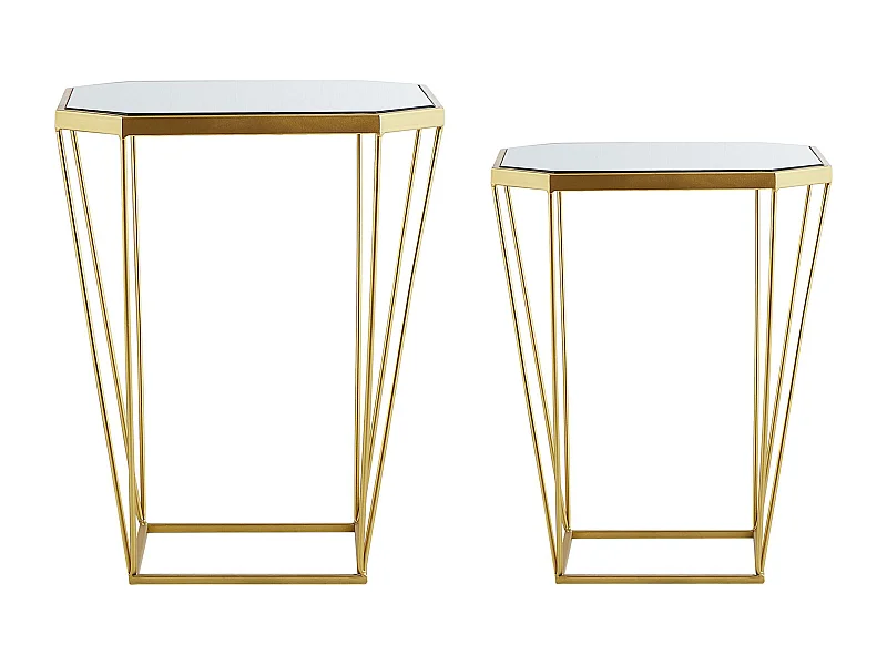 Stilvolles Beistelltisch Set 2er Set Spiegel/gold Sierra
