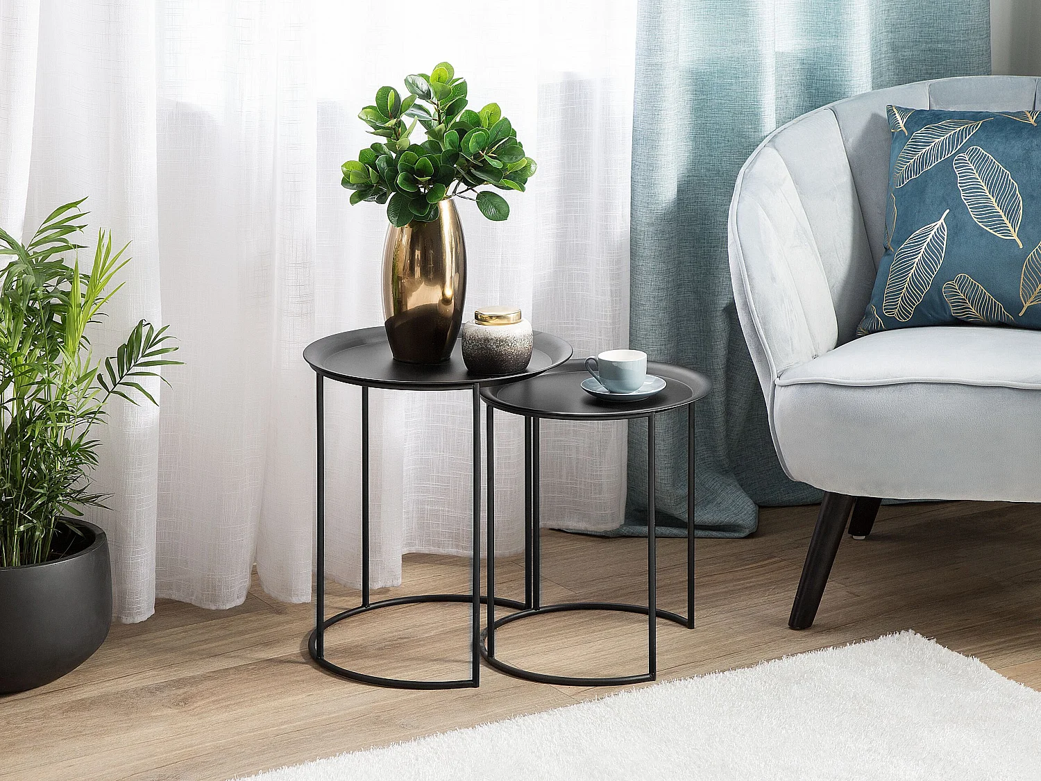 Lot de 2 tables d'appoint TWINS Métal Noir