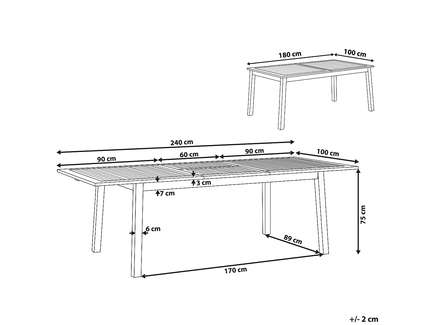 Mesa de jardín extensible CESANA 180/240 cm 100 cm Madera de acacia Marrón claro