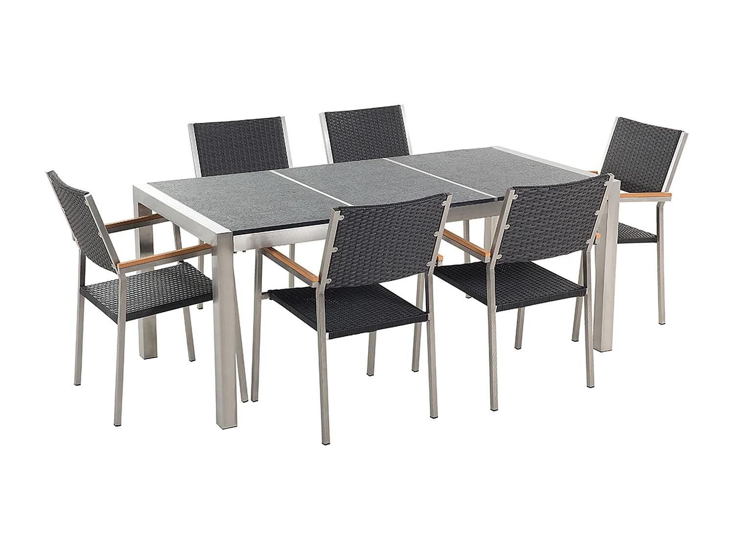 Set da pranzo da giardino 6 posti GROSSETO Piastra tripla Basalto fiammato Nero