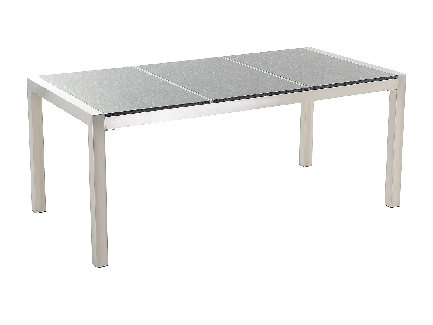 Conjunto de comedor exterior 6 plazas GROSSETO Placa triple Granito Pulido Gris/Negro
