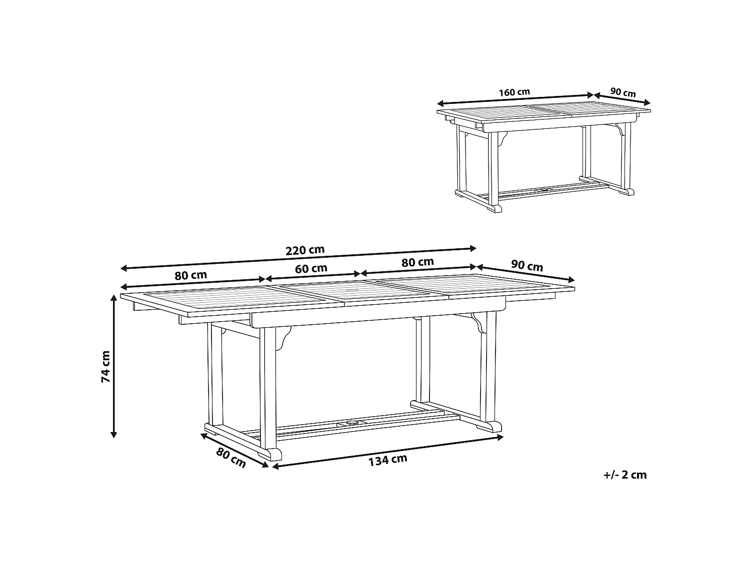 XXL-Ausziehtisch aus 100% Akazienholz rechteckig hellbraun Java