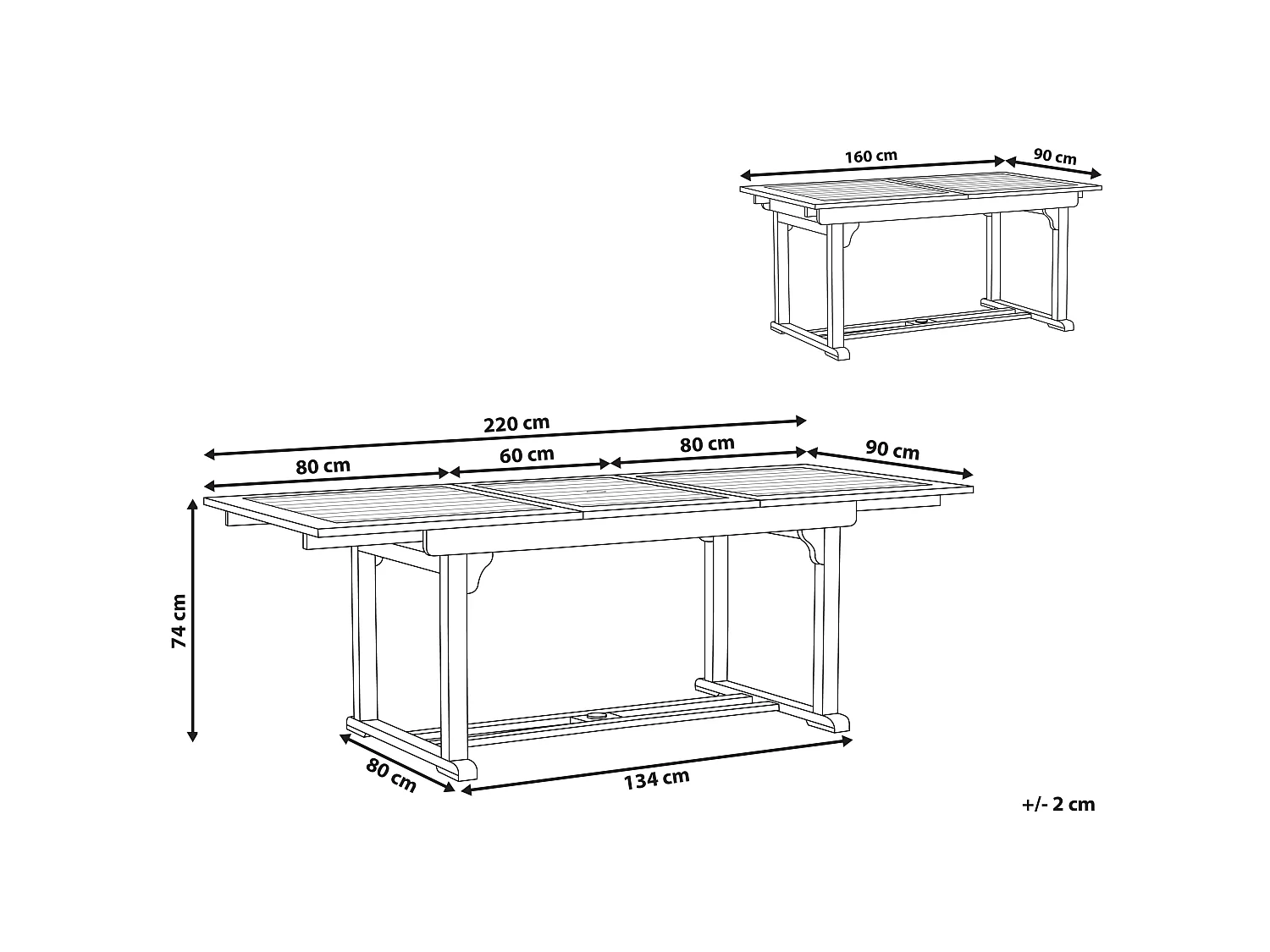XXL-Ausziehtisch aus 100% Akazienholz rechteckig hellbraun Java