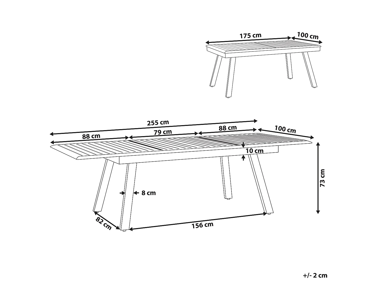 Table de salle à manger de jardin extensible PERETA 175/255 cm 100 cm Métal Gris clair