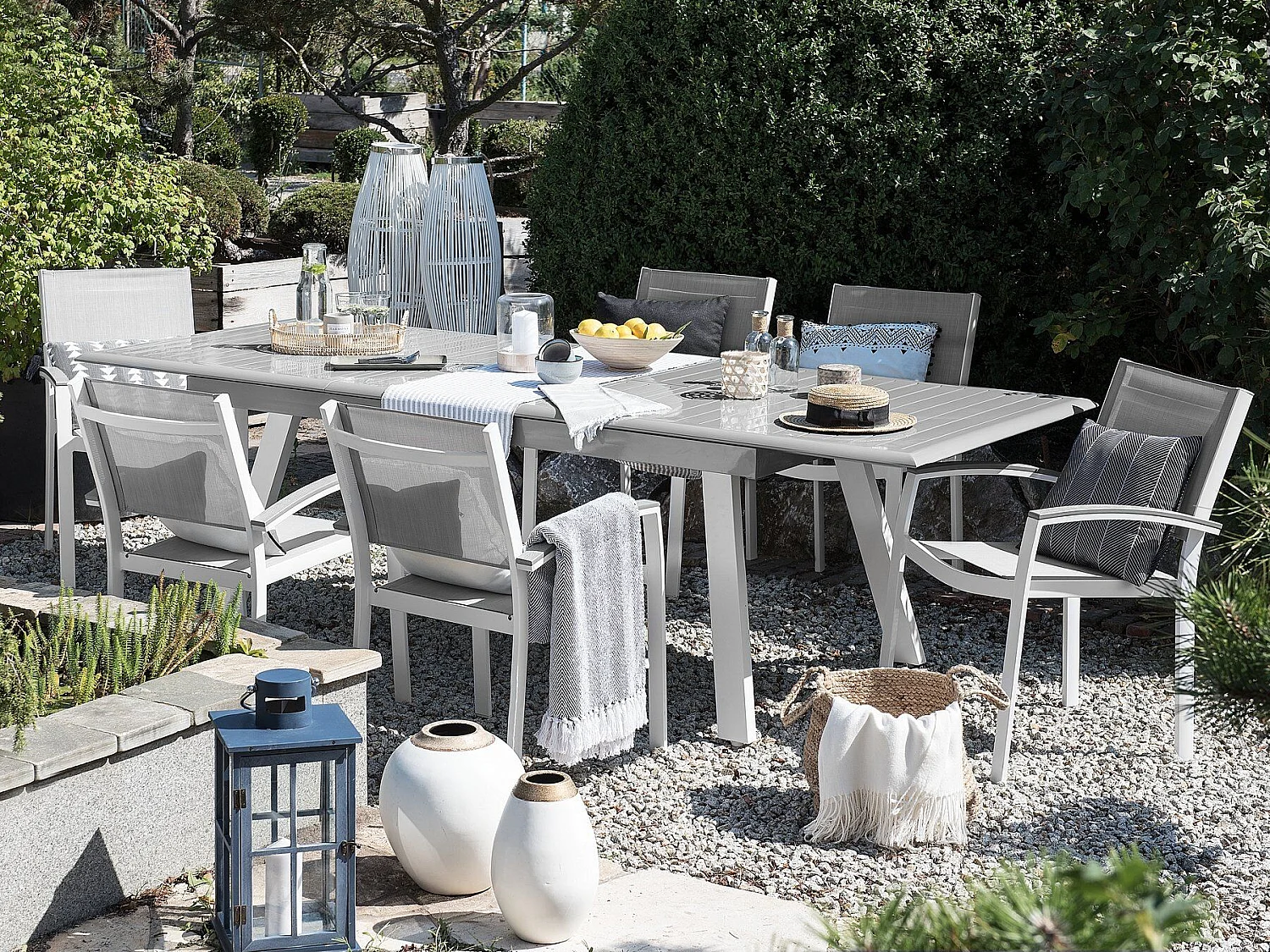 Tavolo da pranzo allungabile da giardino PERETA 175/255 cm 100 cm Metallo Grigio chiaro