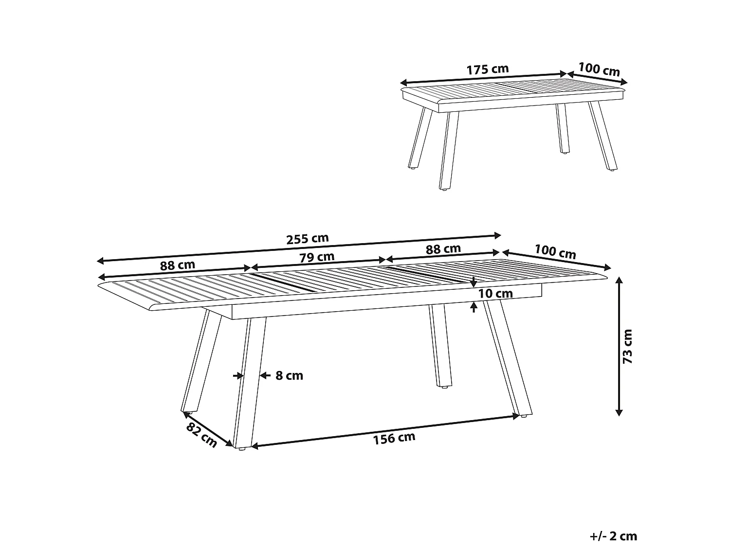 Table de salle à manger de jardin extensible PERETA 175/255 cm 100 cm Métal Gris clair