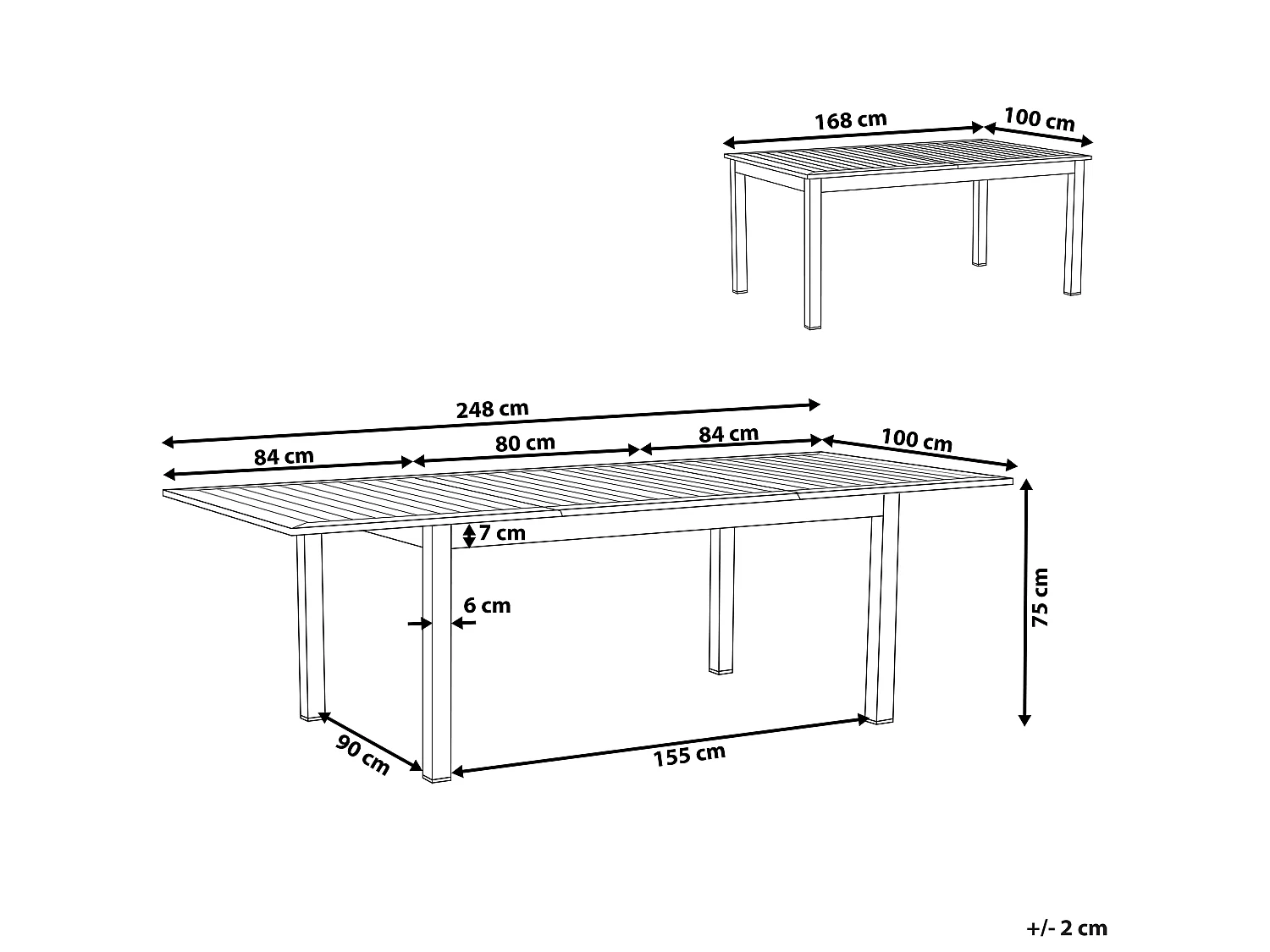 Uitschuifbare tuintafel PANCOLE 168/248 cm 100 cm Metaal Grijs