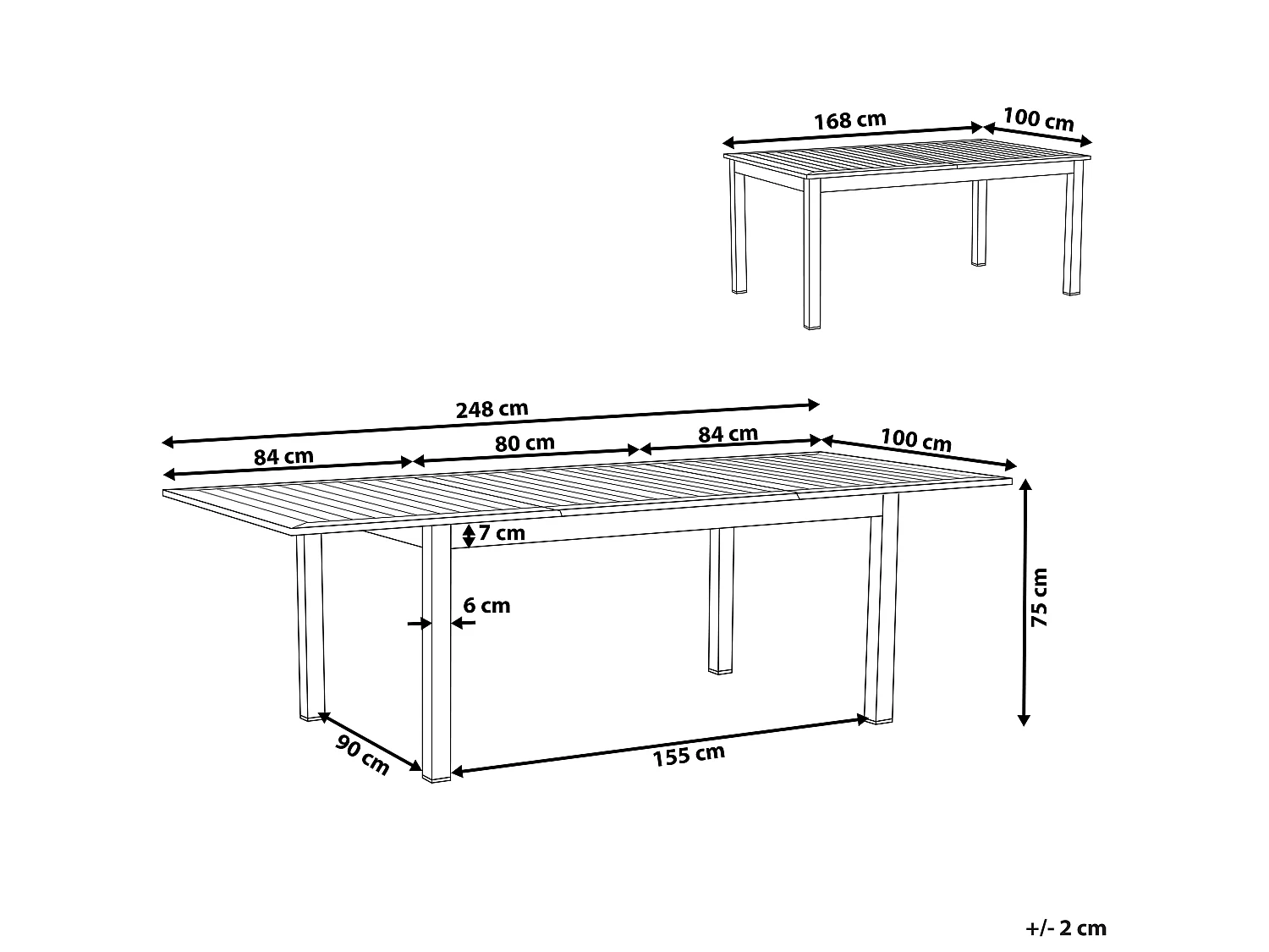 Mesa de refeição de jardim extensível PANCOLE 168/248 cm 100 cm Metal Cinzento