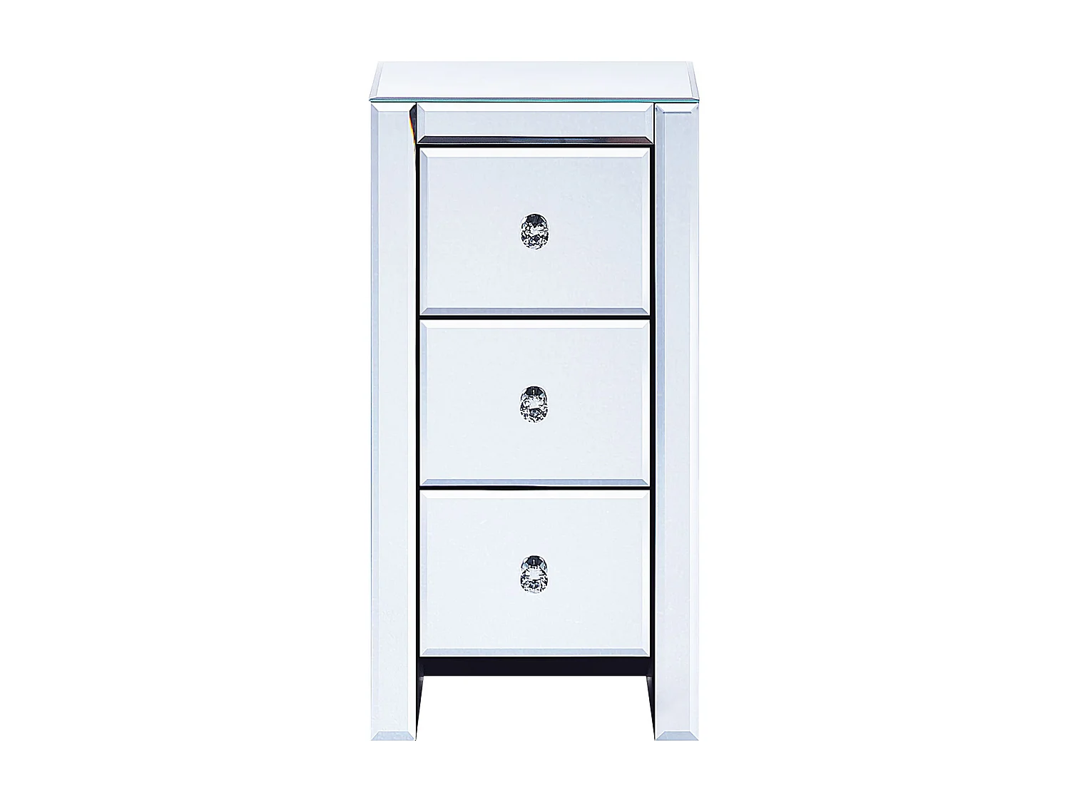 Comodino 3 cassetto LORRIS Vetro Argento