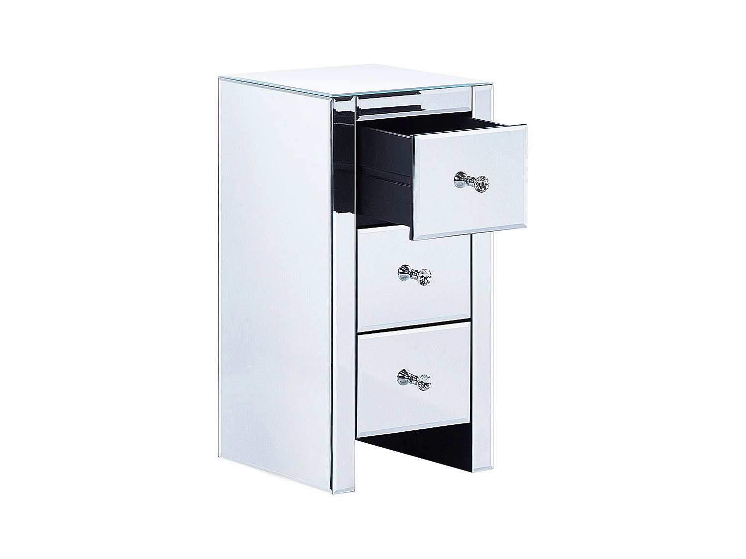Nachttisch mit 3 Schublade LORRIS Glas Silber