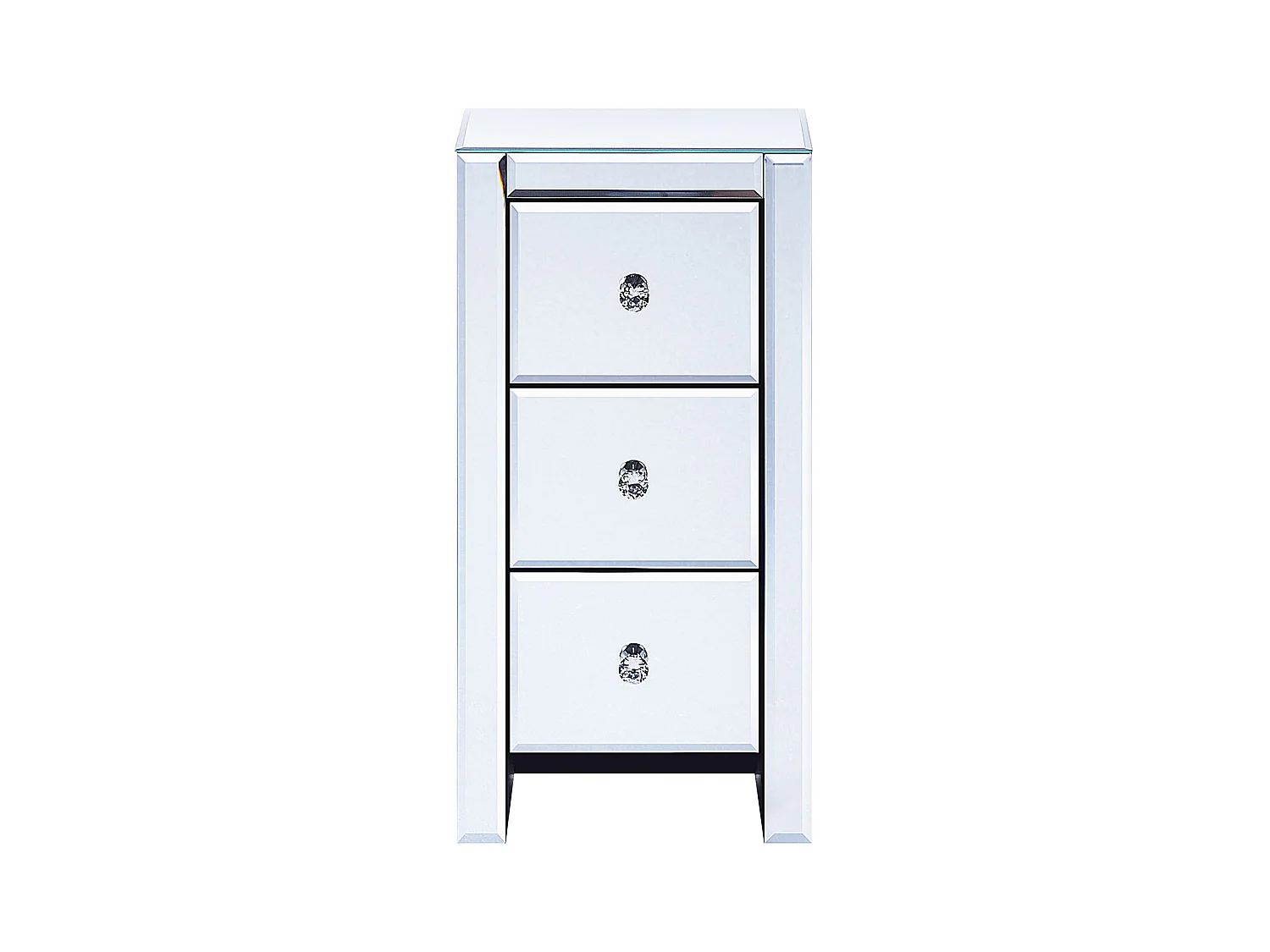 Nachttisch mit 3 Schublade LORRIS Glas Silber
