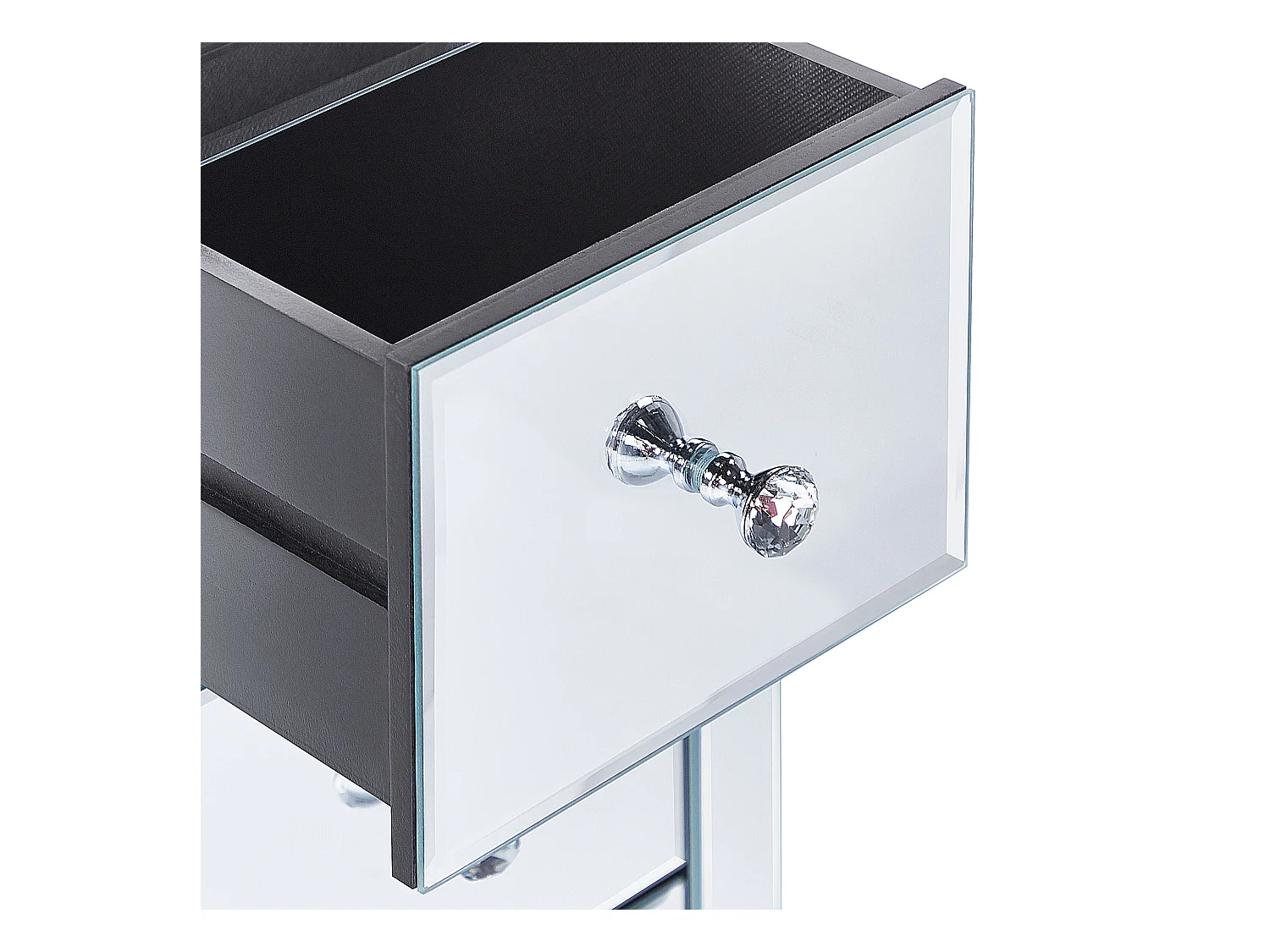 Nachttisch mit 3 Schublade LORRIS Glas Silber