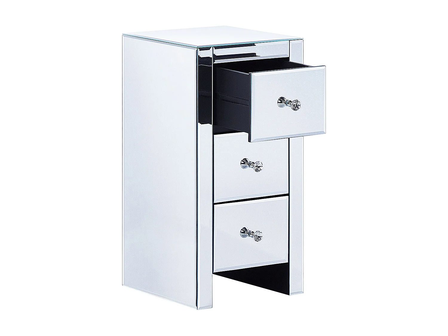 Comodino 3 cassetto LORRIS Vetro Argento