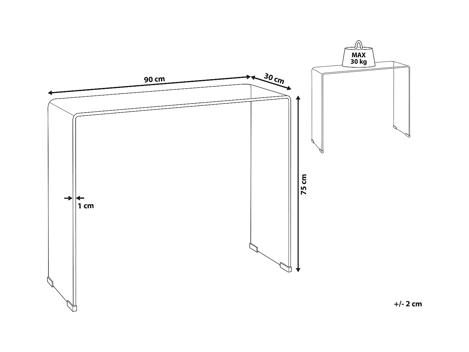 Minimalistischer Konsolentisch transparent Glas Kendall