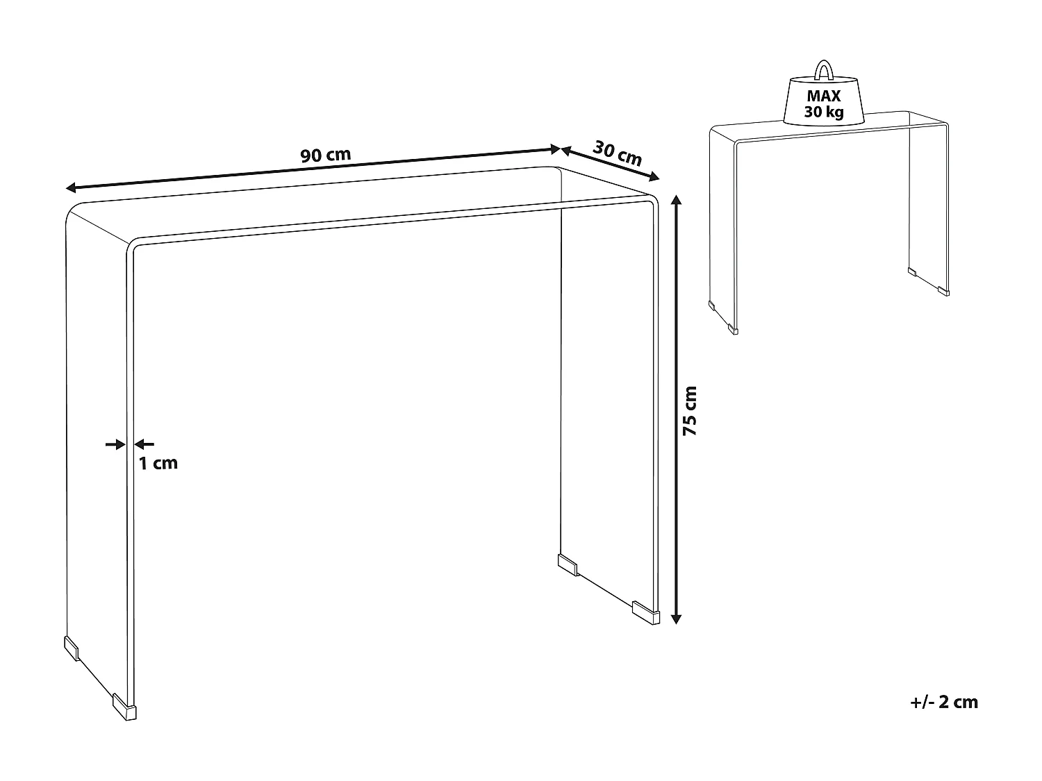 Consoletafel KENDALL Veiligheidsglas Transparant