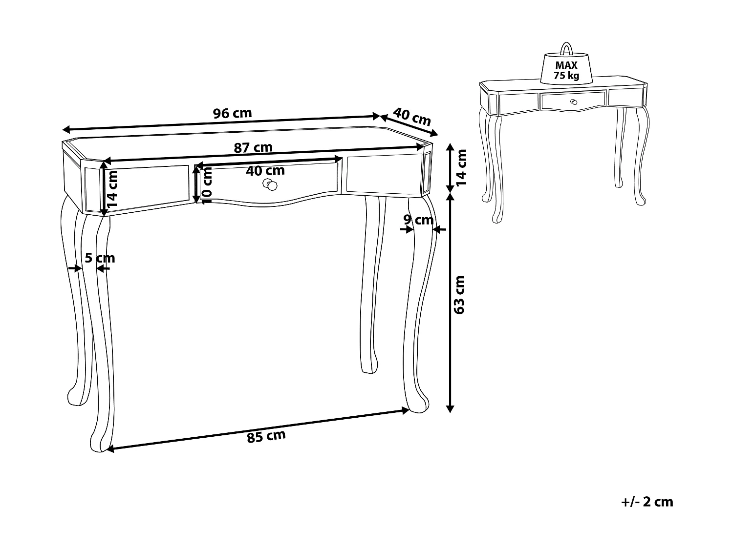 Consoletafel CARCASSONNE Zilver