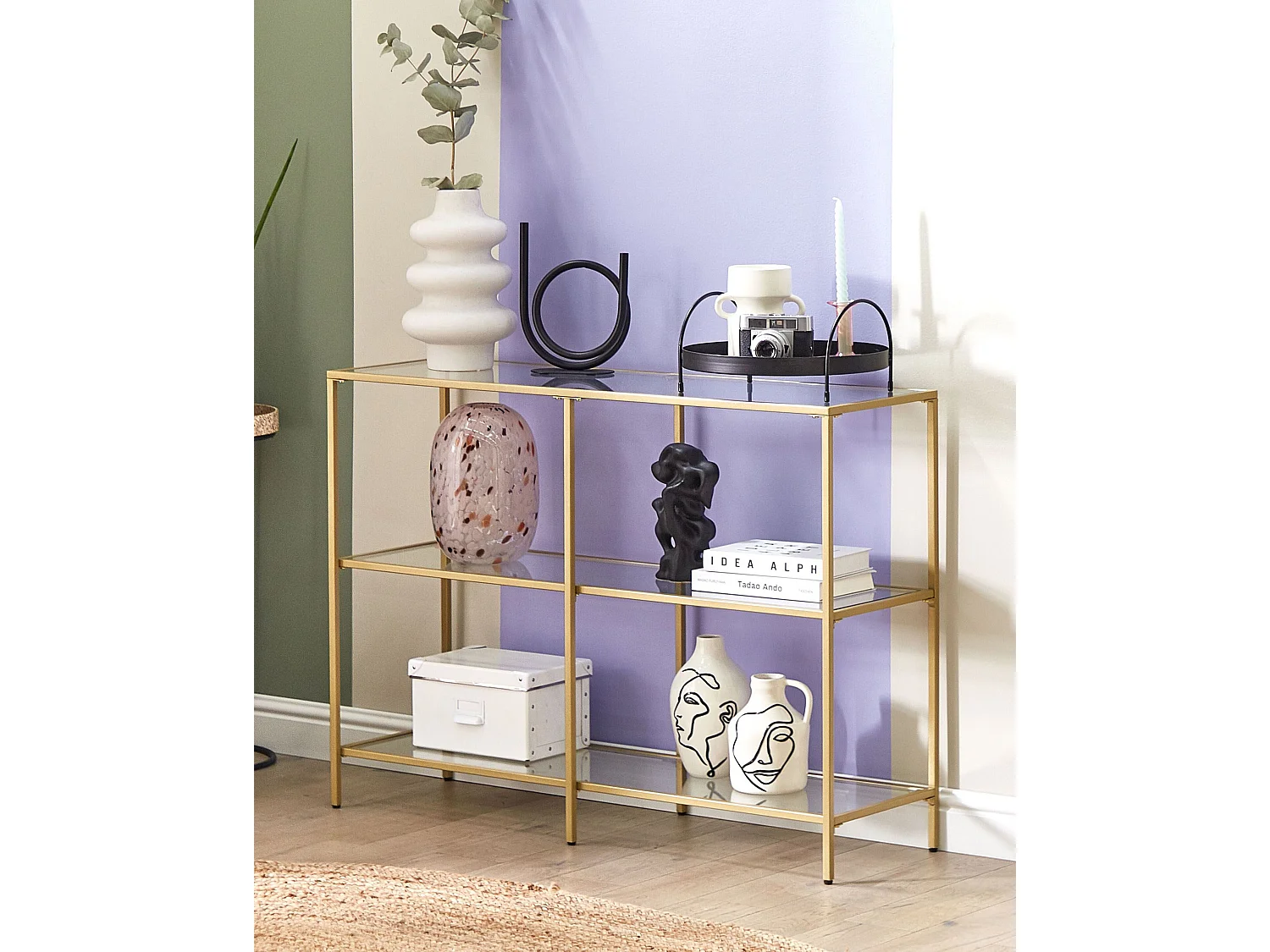 Tavolino consolle ORETTA Vetro temperato Oro