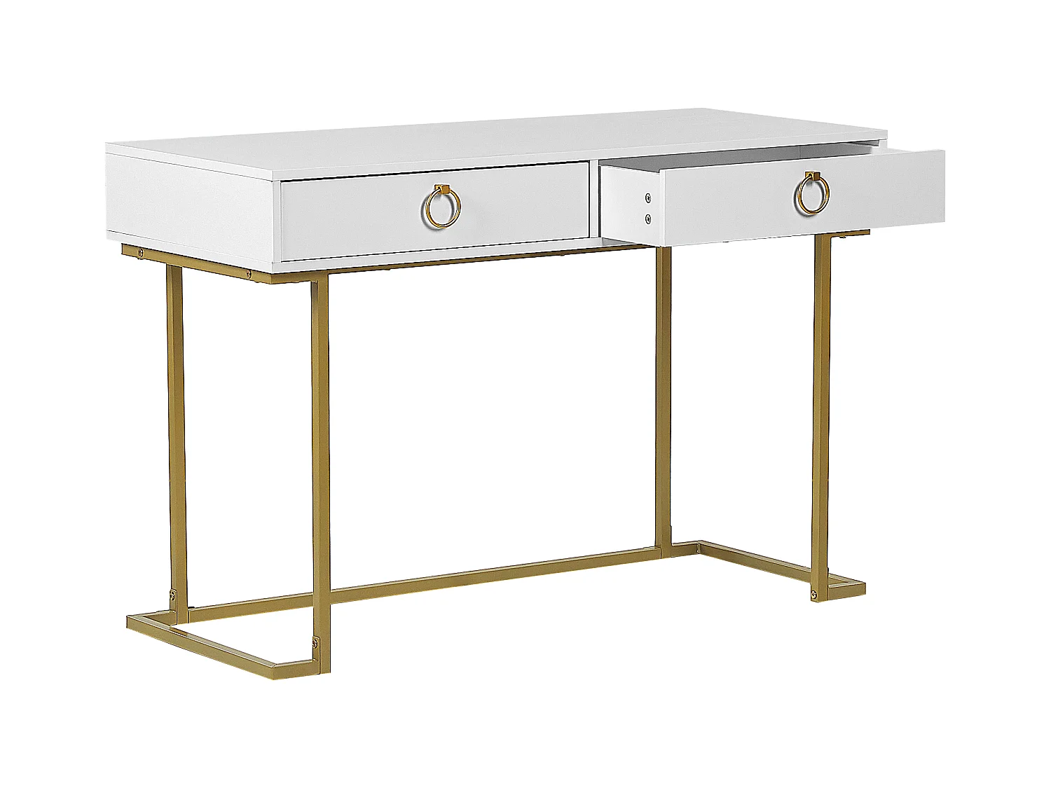 Moderner, rechteckiger Konsolentisch weiß/ gold mit Metallgestell Westport