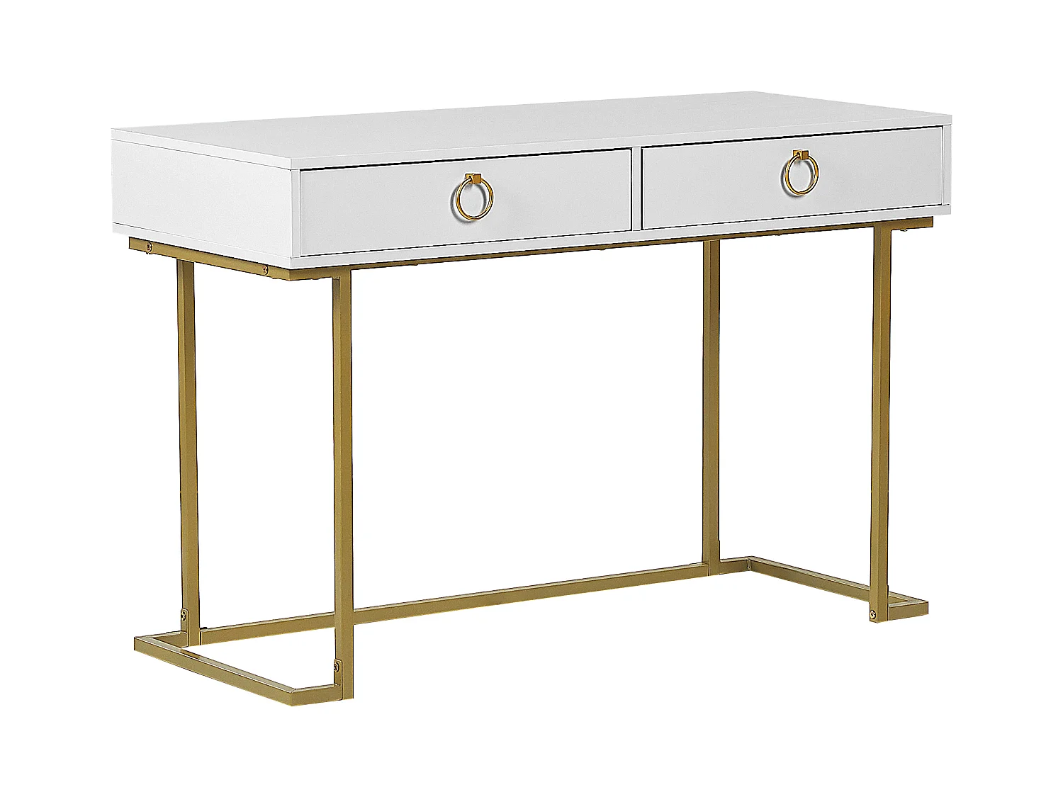 Console Table de bureau WESTPORT Blanc/doré 115 cm 50 cm avec rangement