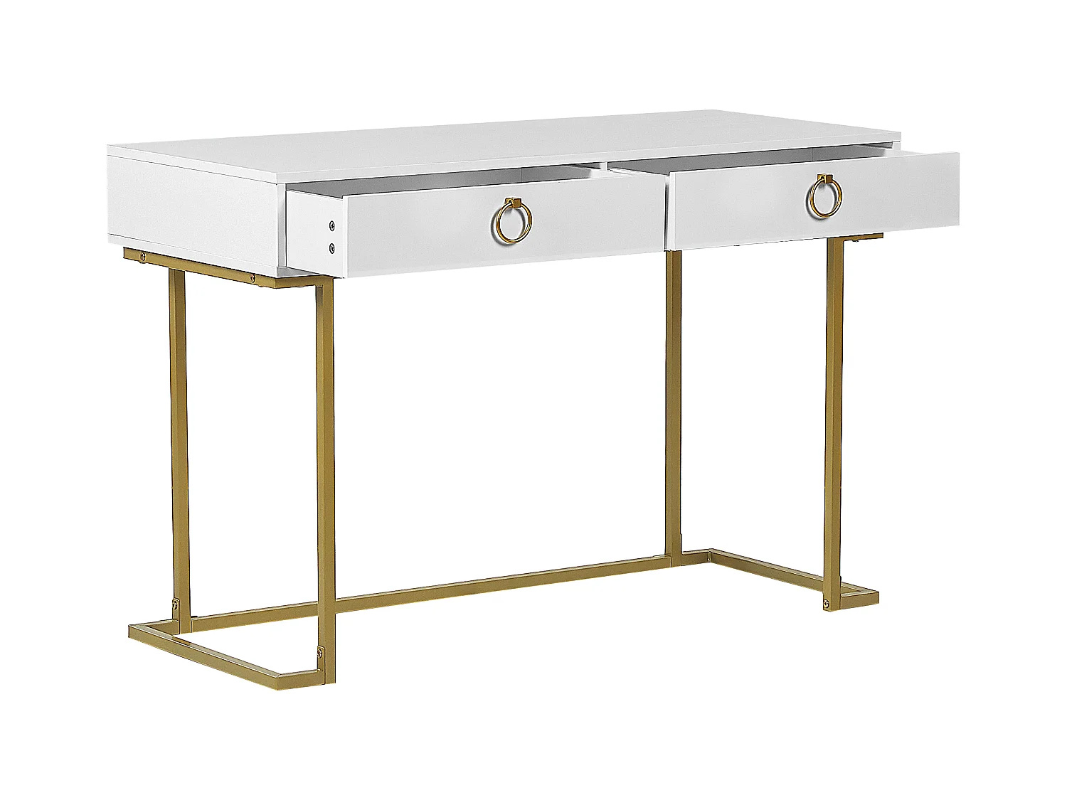 Console Table de bureau WESTPORT Blanc/doré 115 cm 50 cm avec rangement