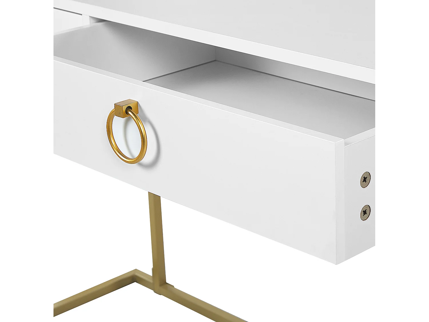 Console Table de bureau WESTPORT Blanc/doré 115 cm 50 cm avec rangement