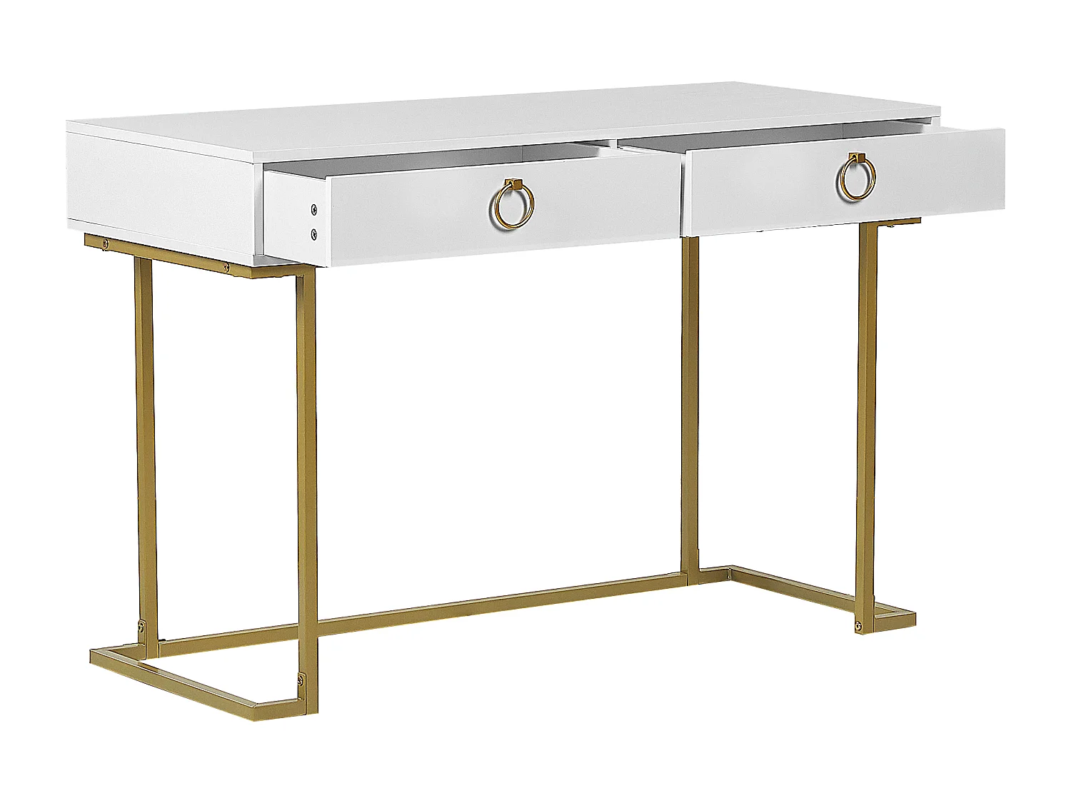 Console Table de bureau WESTPORT Blanc/doré 115 cm 50 cm avec rangement