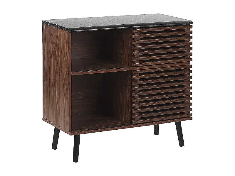 Rustikales Sideboard in dunkler Holzoptik mit 2 Schiebetüren Perth