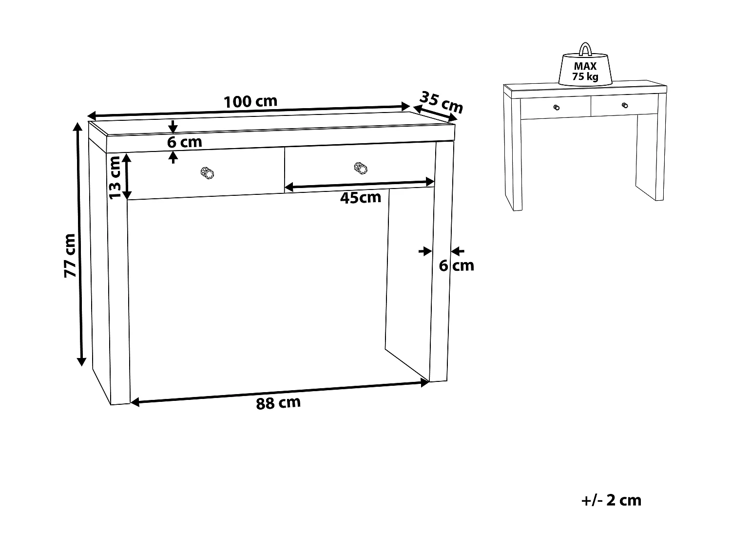 Consoletafel MARLE Spiegelend zilver