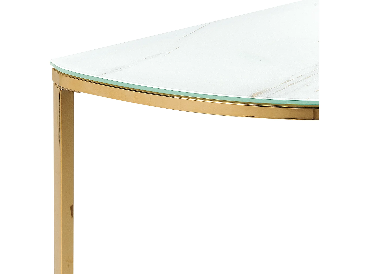 Halbmond Konsolentisch Glas Marmor Optik weiß Metallgestell gold Glamour Orita