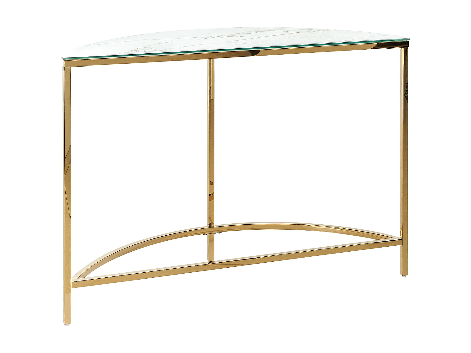 Halbmond Konsolentisch Glas Marmor Optik weiß Metallgestell gold Glamour Orita