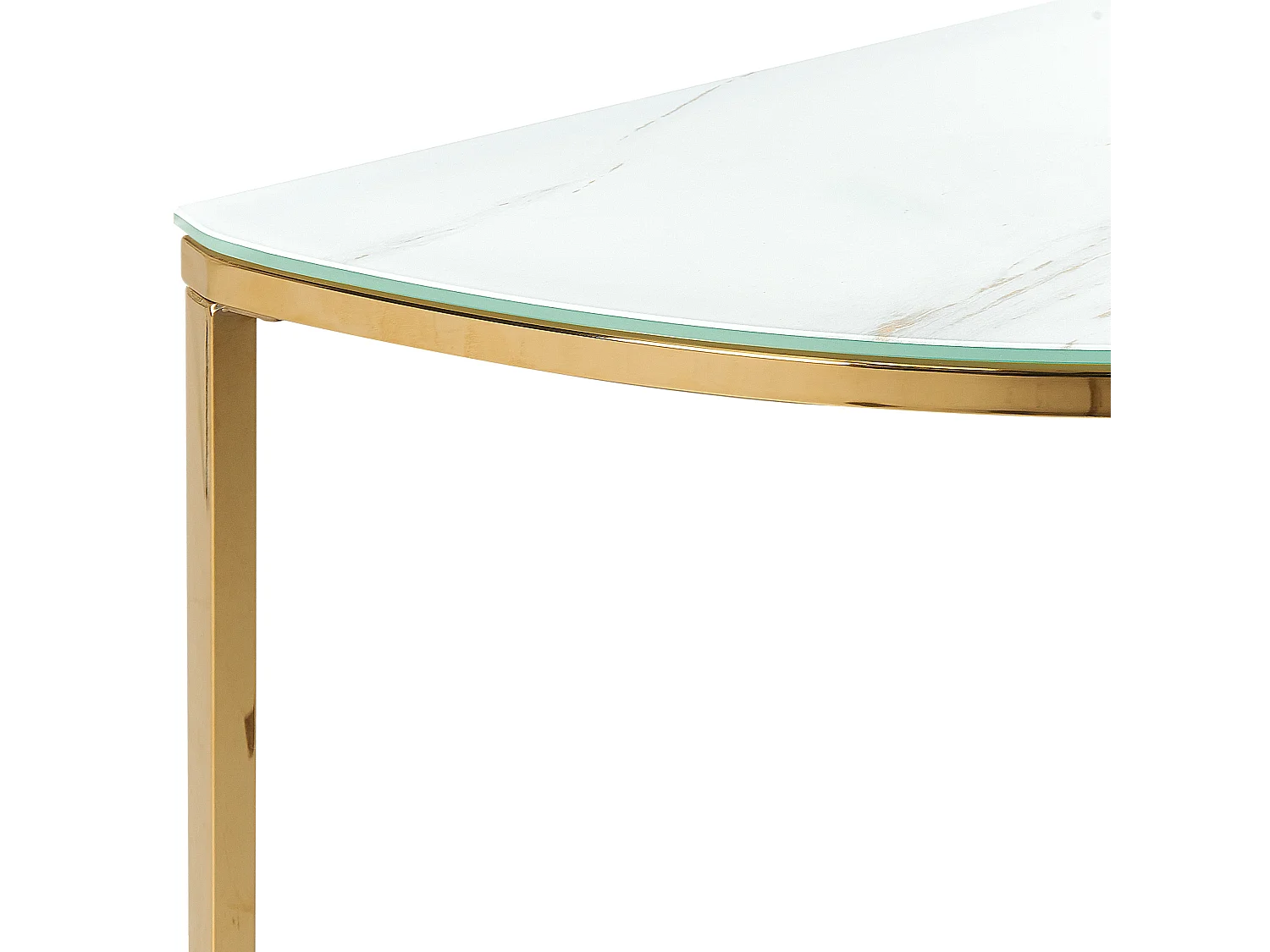 Halbmond Konsolentisch Glas Marmor Optik weiß Metallgestell gold Glamour Orita