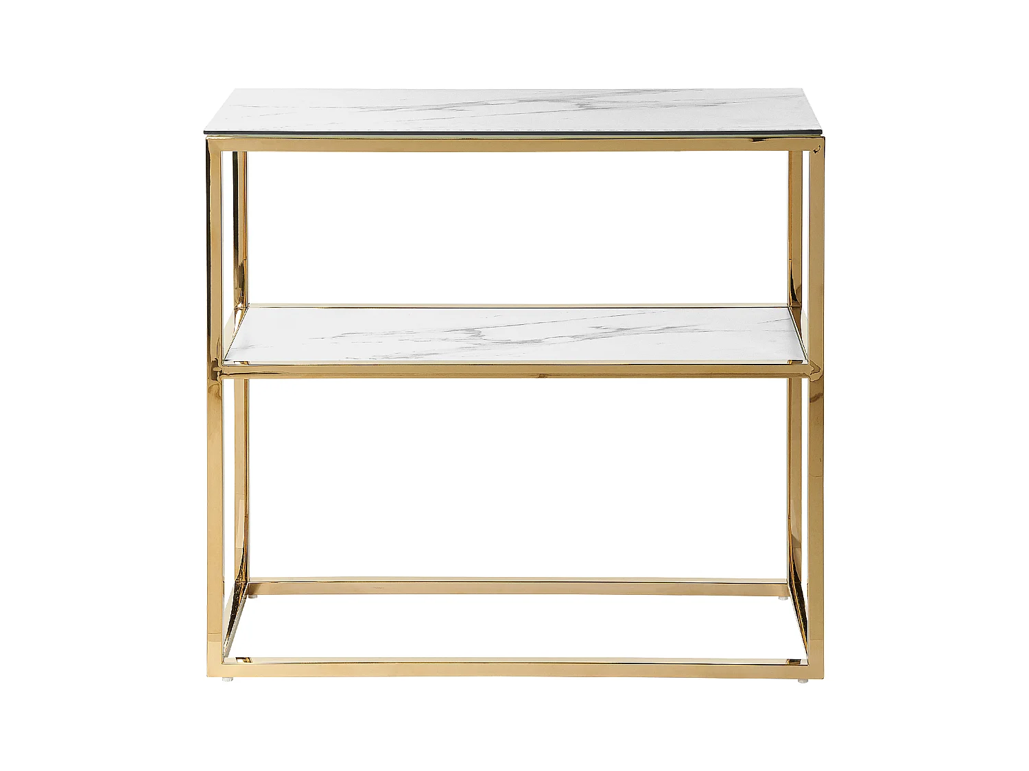 Schmaler Konsolentisch Marmor Optik weiß Metallgestell gold Glamour Azusa