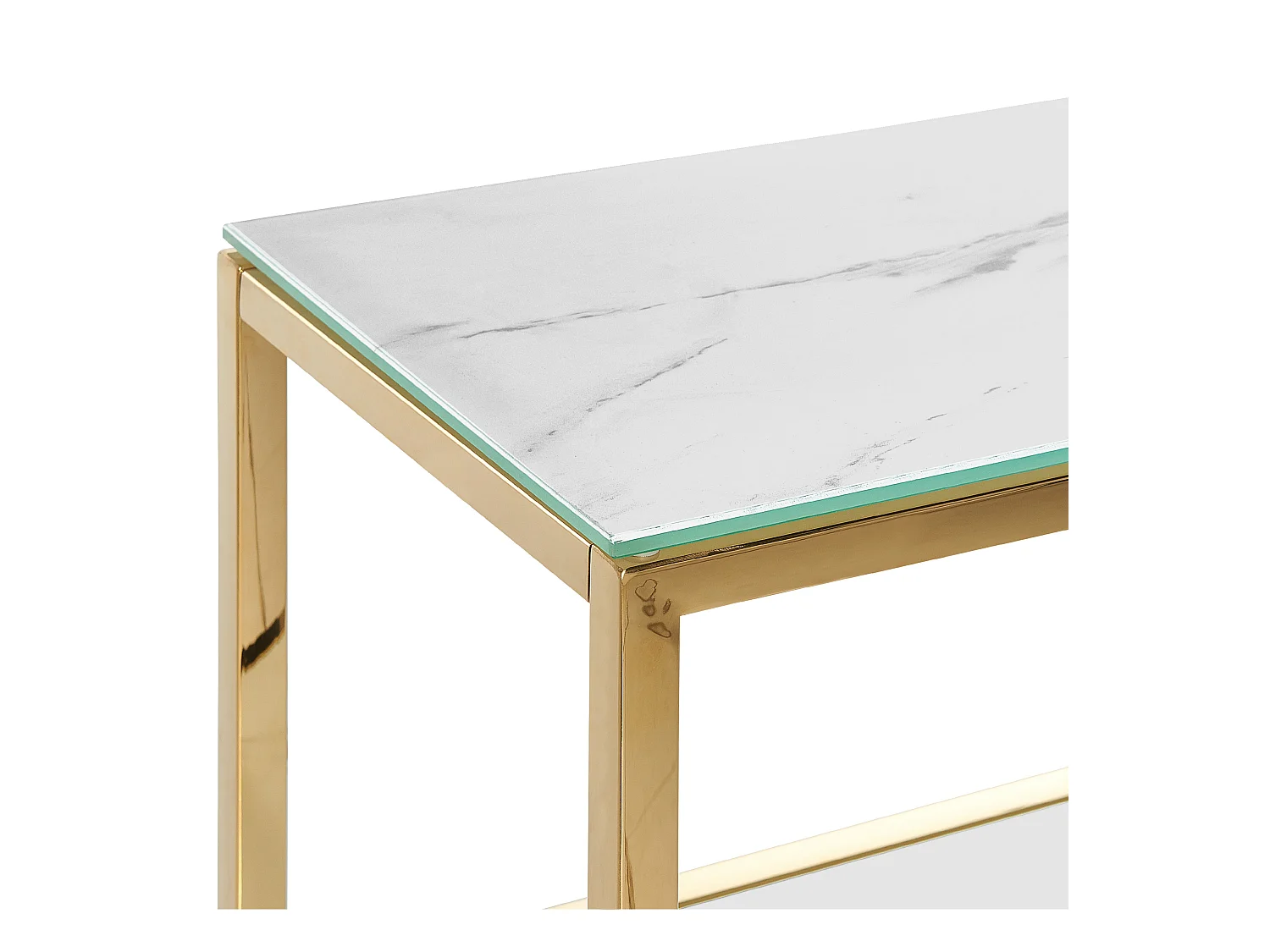 Schmaler Konsolentisch Marmor Optik weiß Metallgestell gold Glamour Azusa
