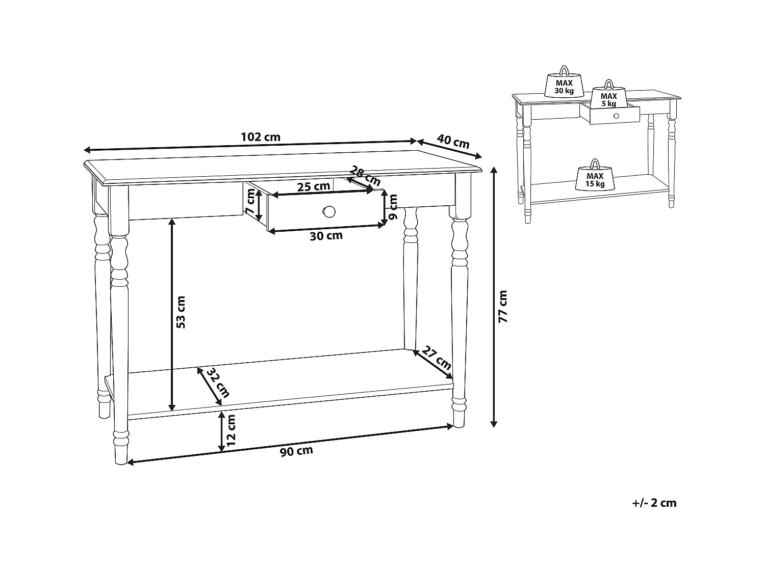 Moderner Konsolentisch in Weiß Landhausstil Tobago