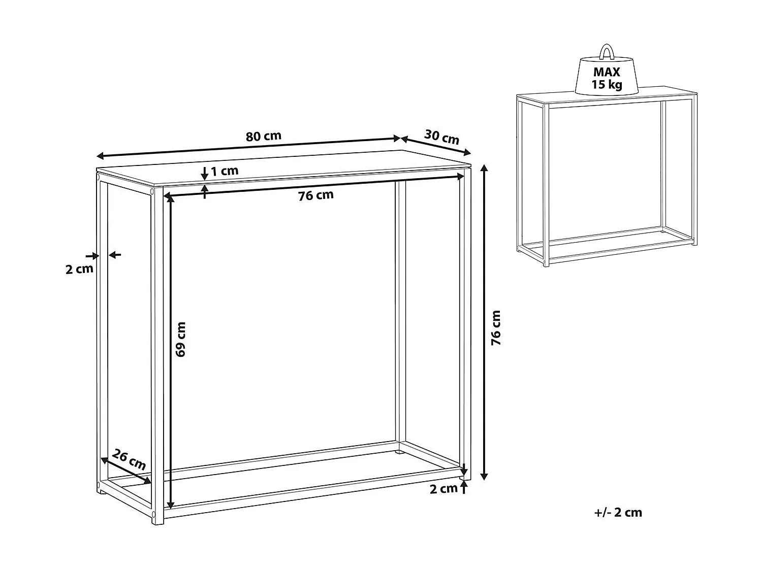 Consoletafel DELANO Veiligheidsglas Marmer/zwart