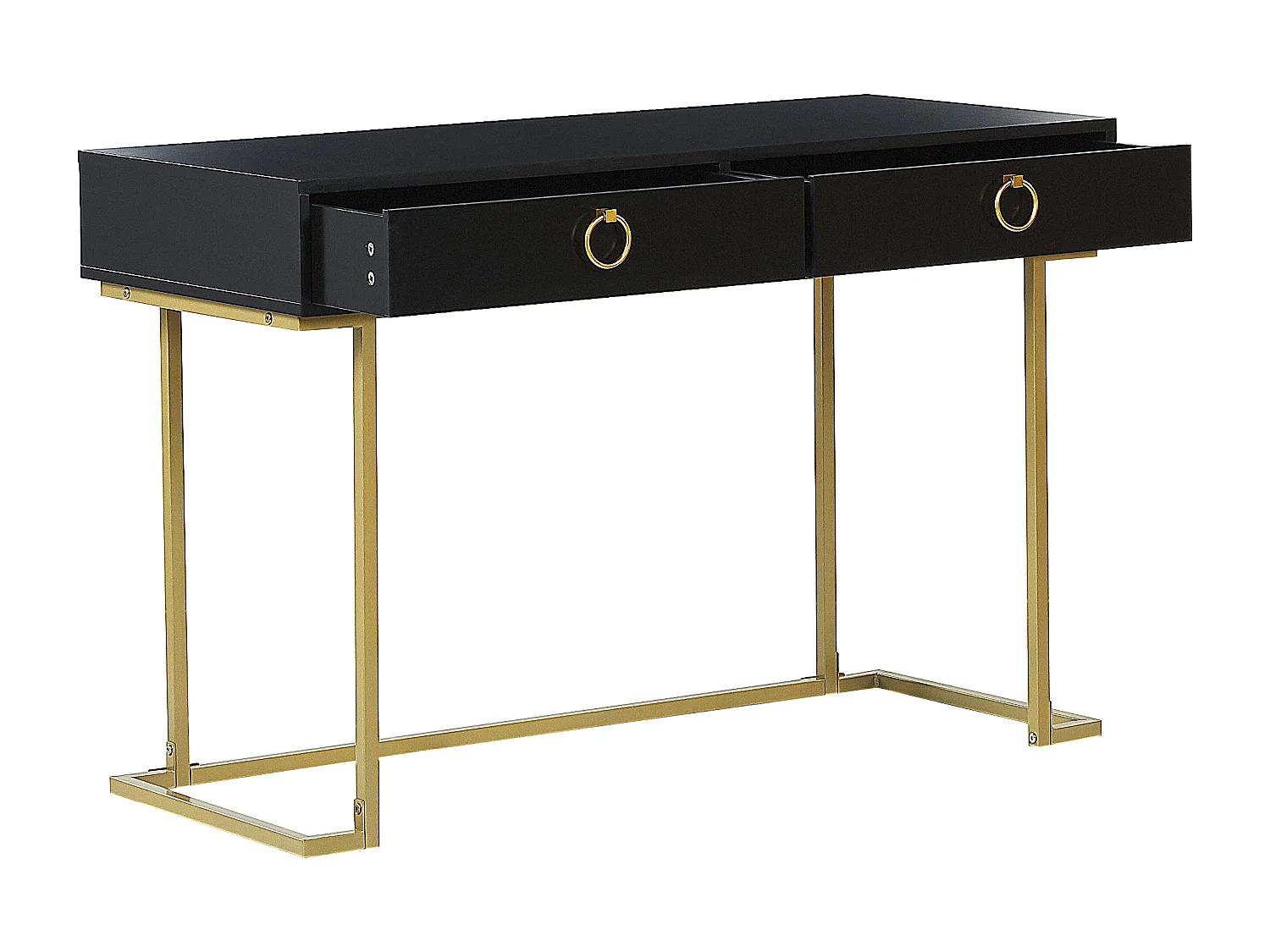 Console Table de bureau WESTPORT Noir/doré 115 cm 50 cm avec rangement