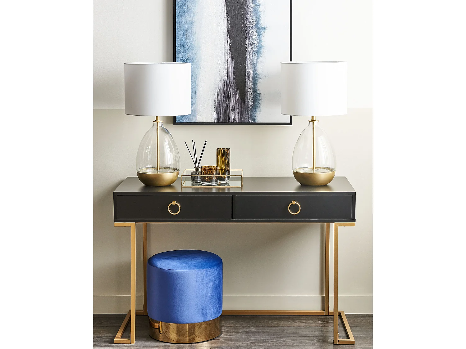Console Table WESTPORT Black/ Gold 115 cm 50 cm with Drawers