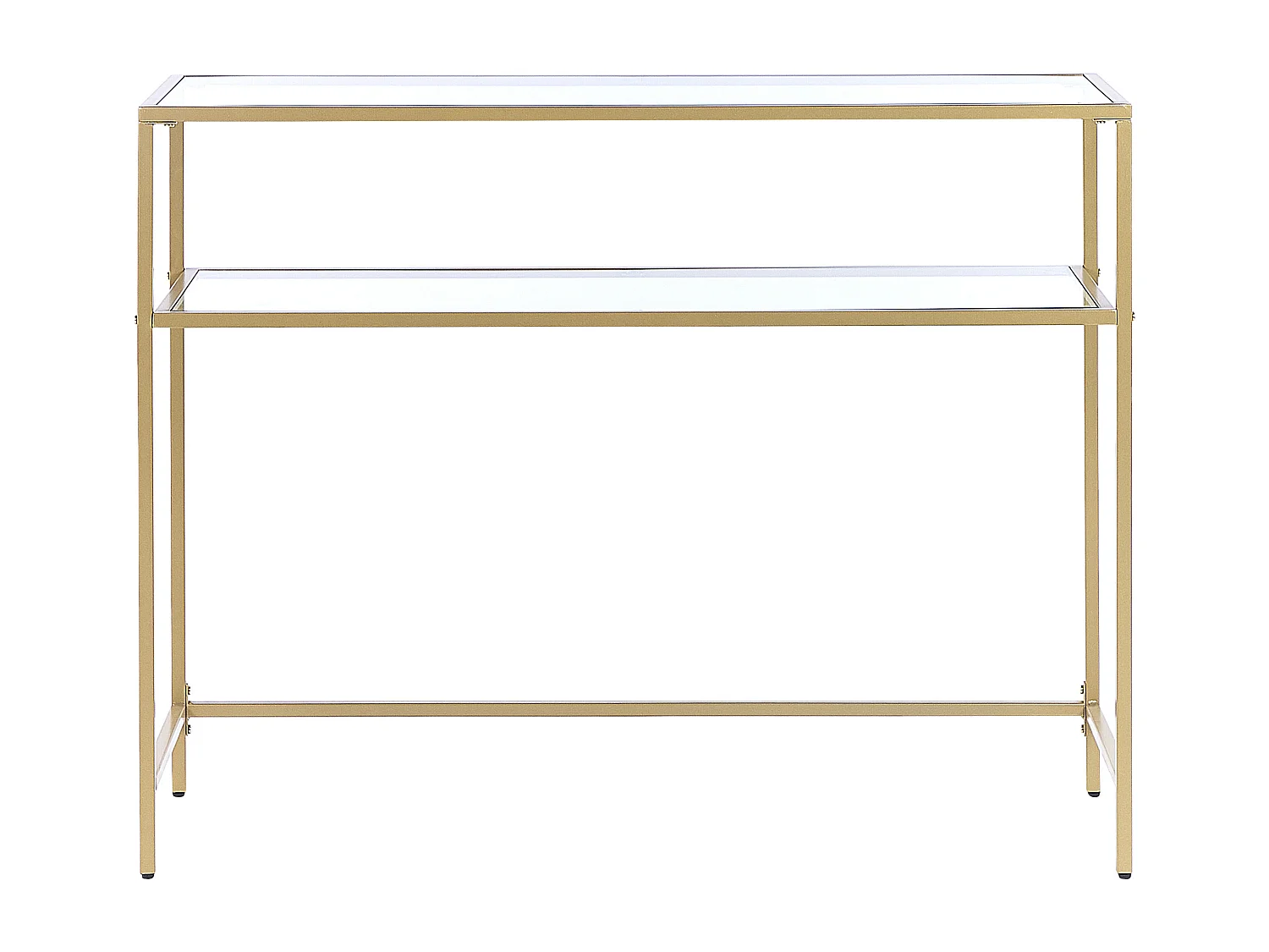 Rechteckiger Konsolentisch Gehärtetes Glas/Eisen 2 Fächer gold/transparent Aline