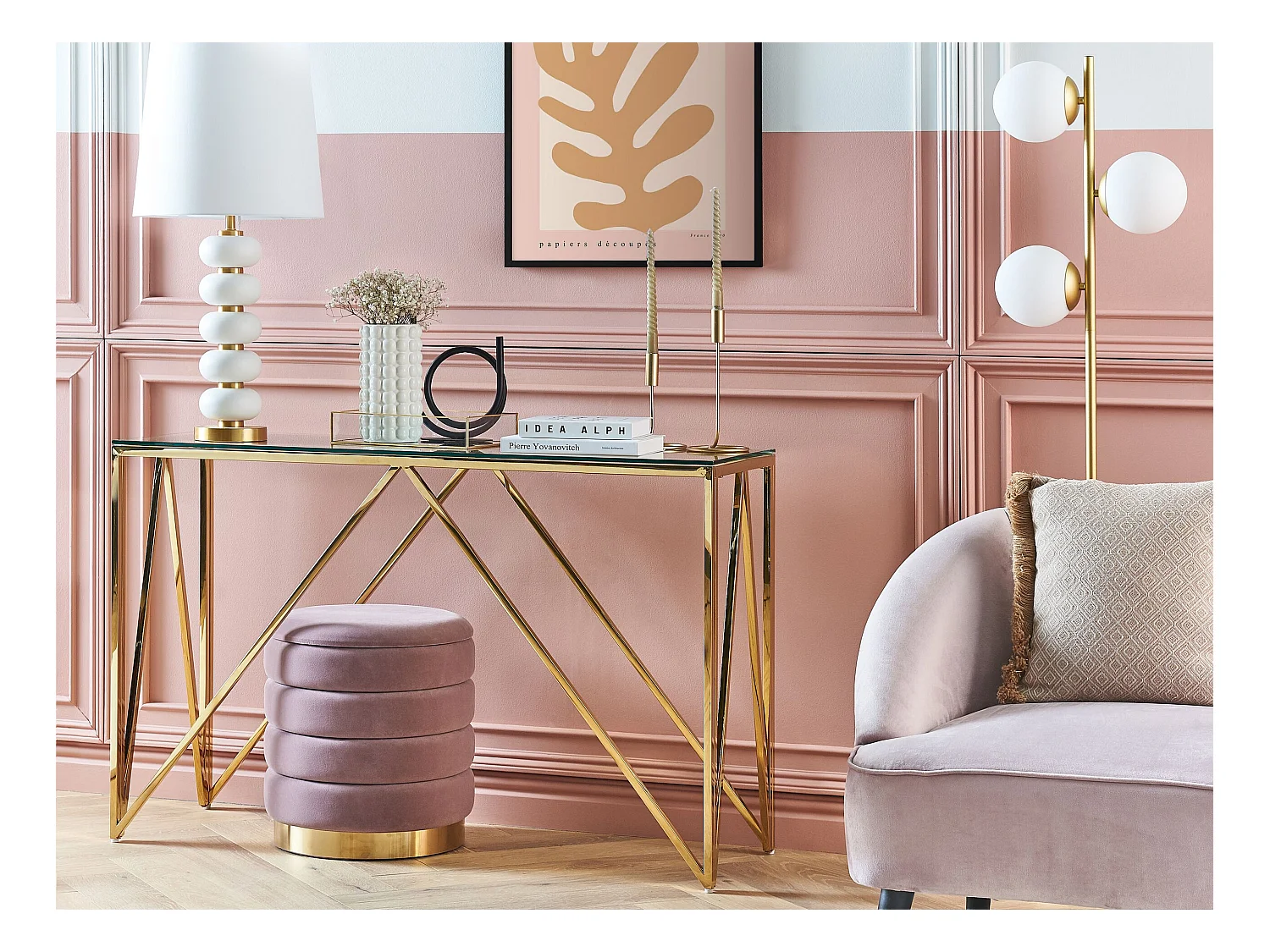 Consoletafel WESO Veiligheidsglas Goud