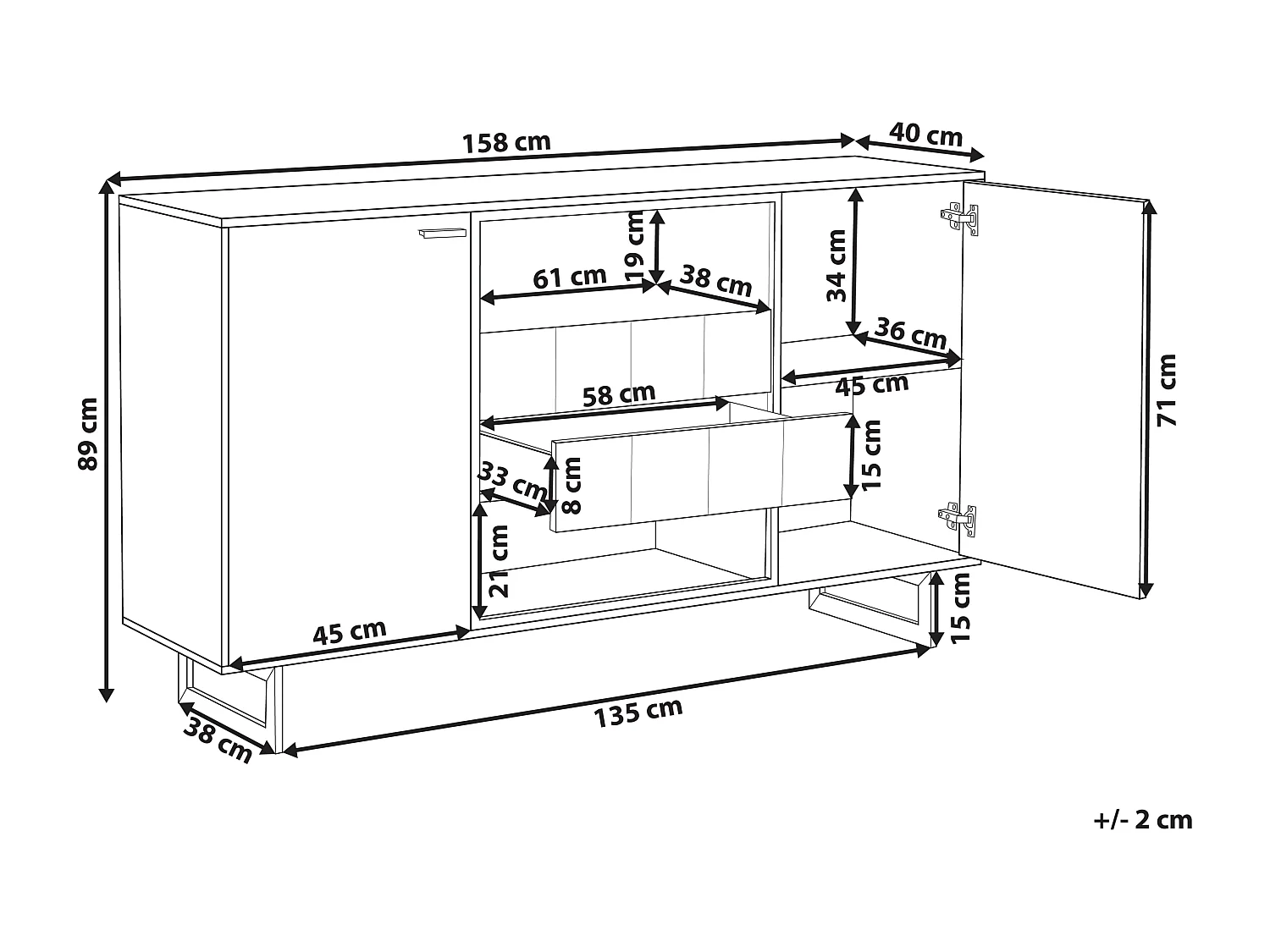 Commode 2 portes BOISO Marron