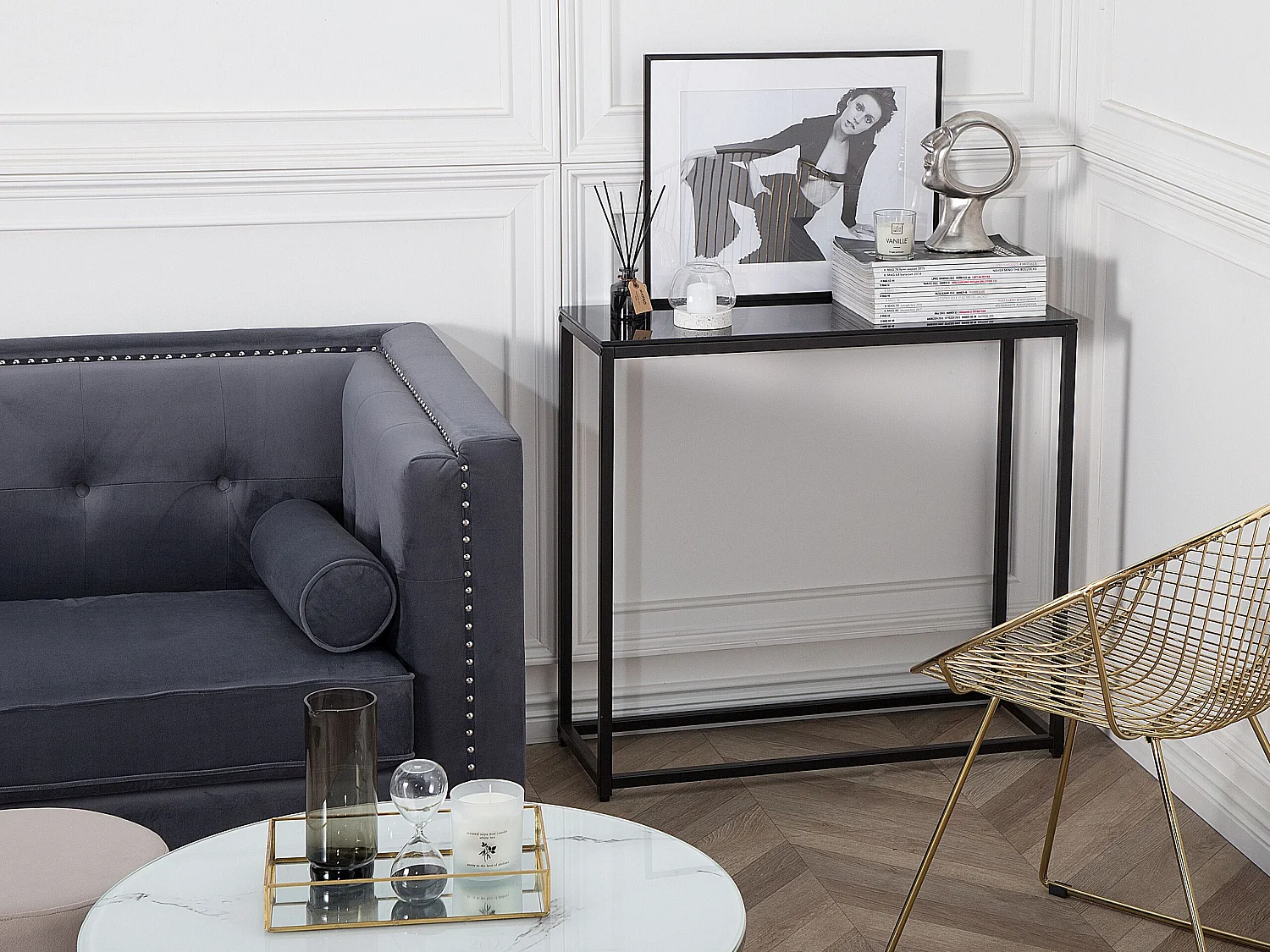 Console DELANO Verre de sécurité Noir