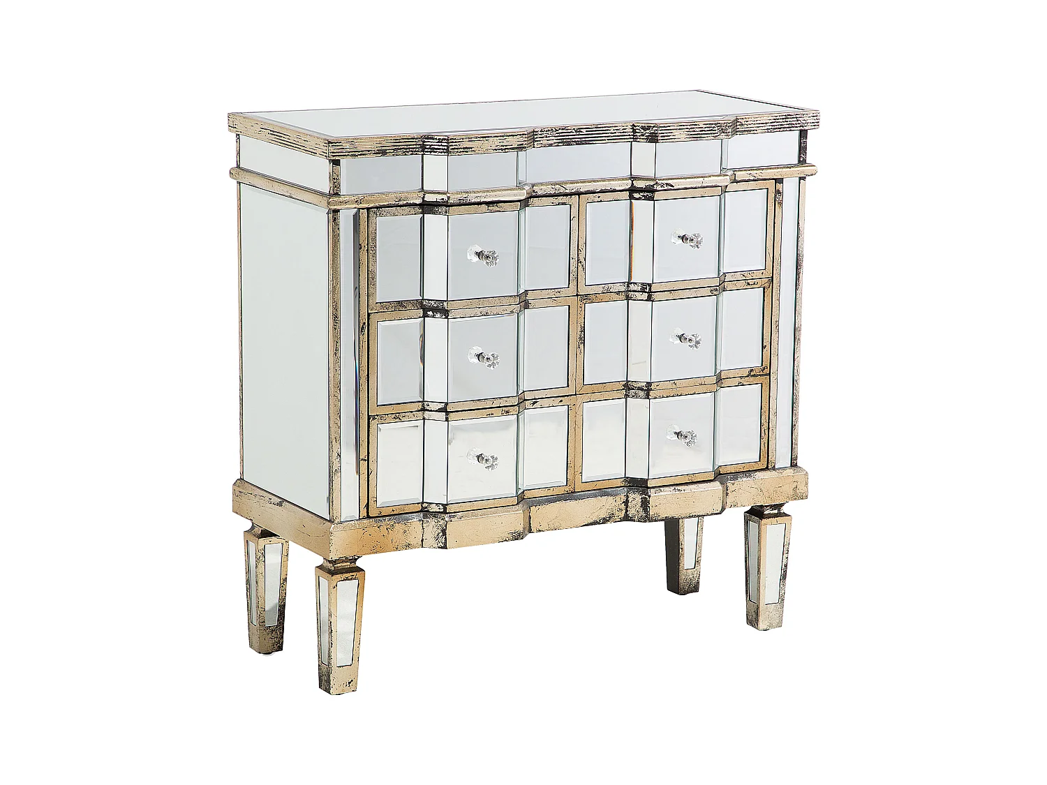 Commode à 6 tiroirs MOZELA Miroir argenté