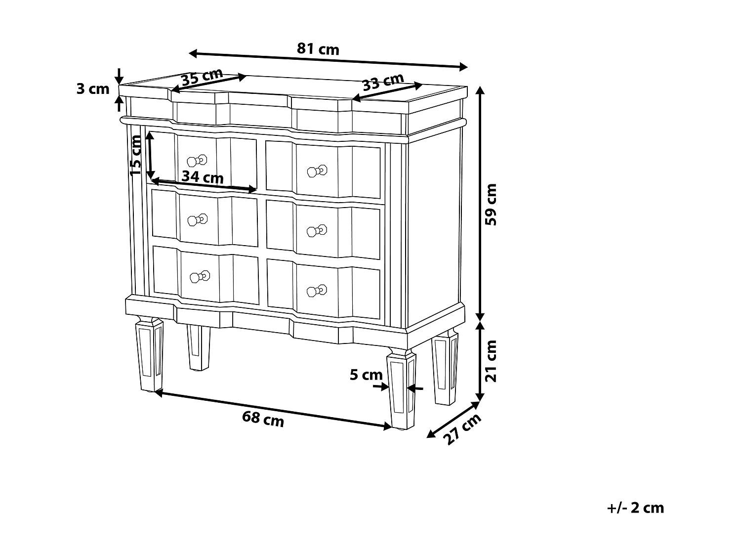 Ladekast 6 lades MOZELA Spiegelend zilver